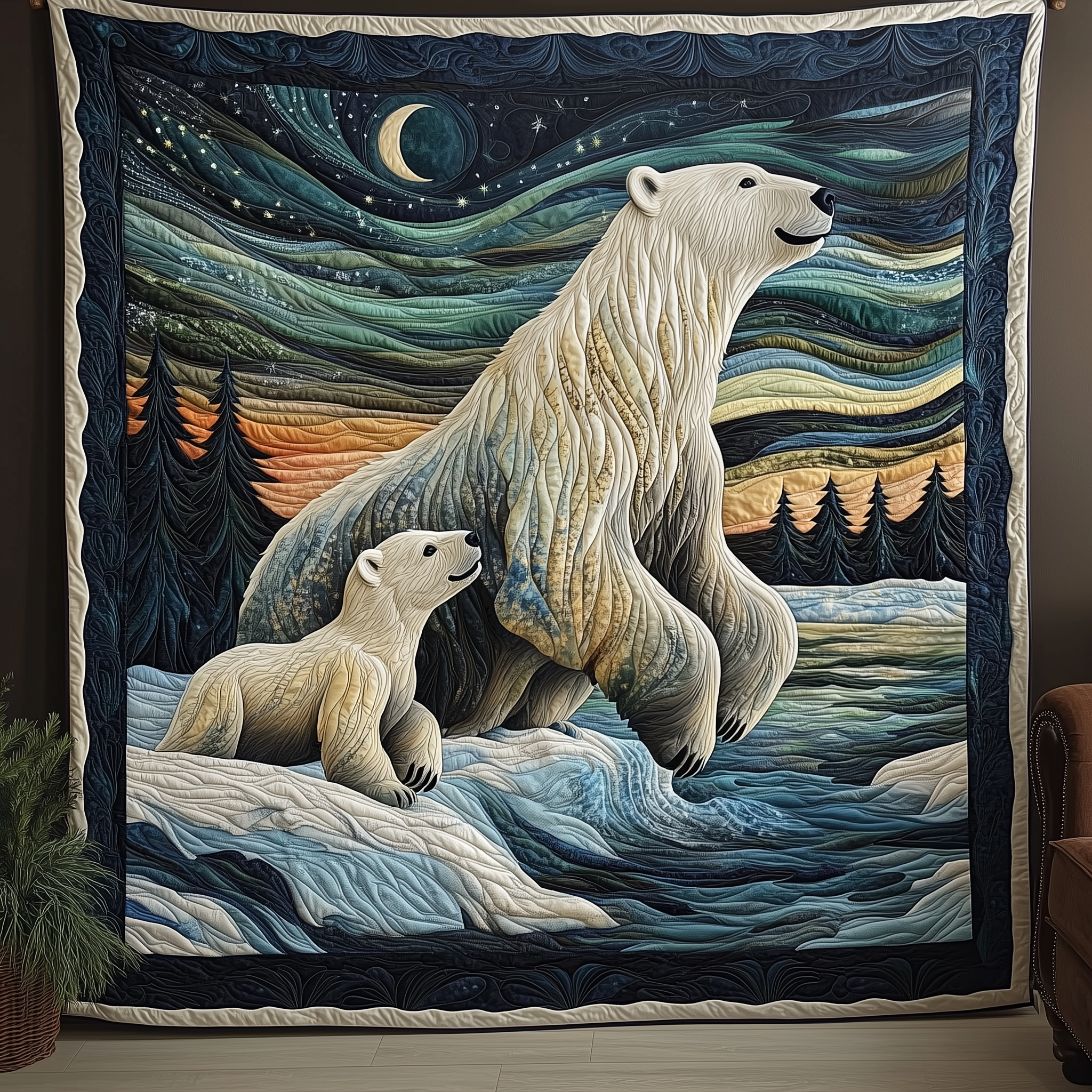Polar Aurora Haven Quilted Blanket Throw Blankets For Couch Mother's Day Gifts For Elderly Polar Aurora Haven Quilted Blanket Throw Blankets For Couch Mother's Day Gifts For Elderly