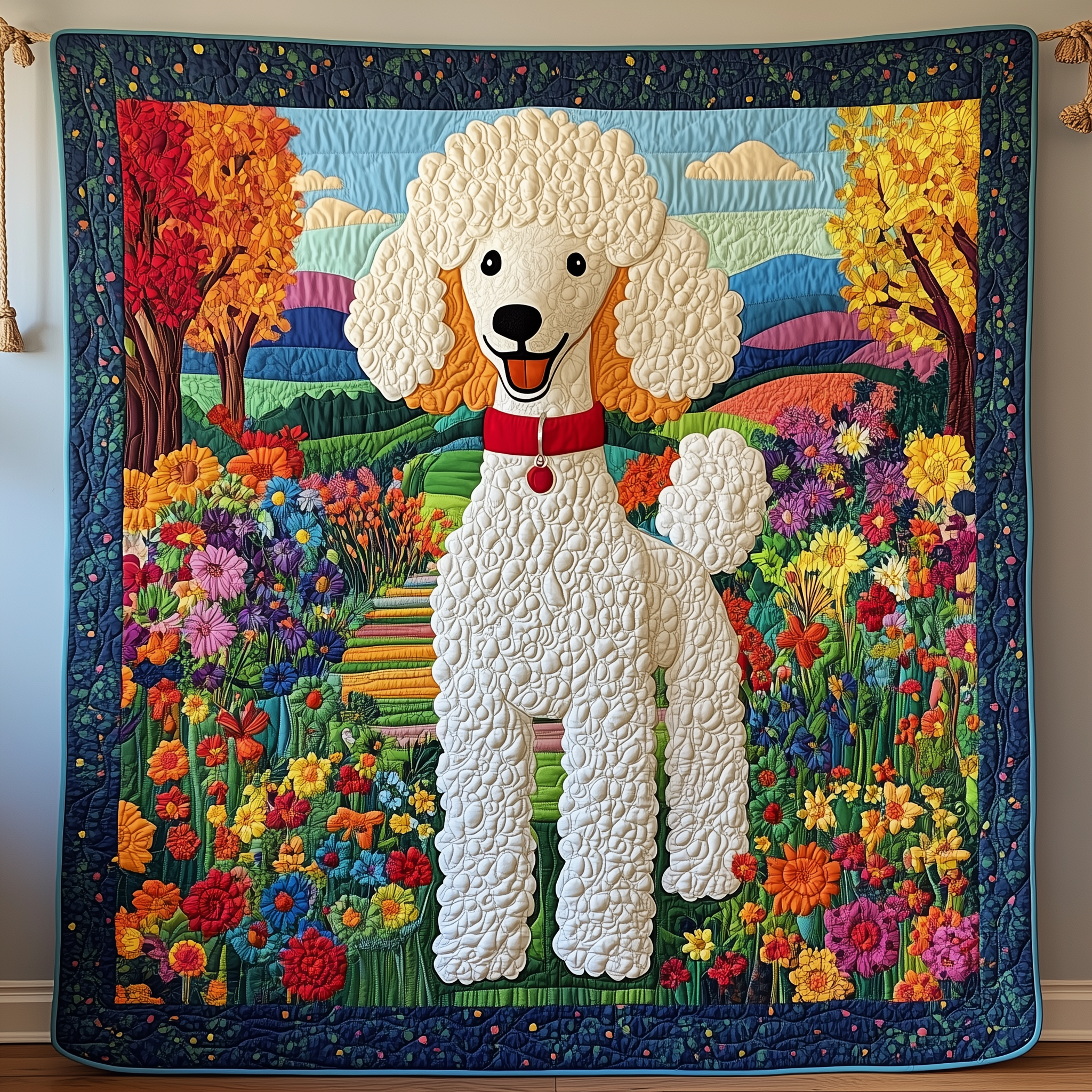 Poodle Playful Garden Quilted Blanket From Sofa to Bed, a Blanket That Does It All Poodle Playful Garden Quilted Blanket From Sofa to Bed, a Blanket That Does It All