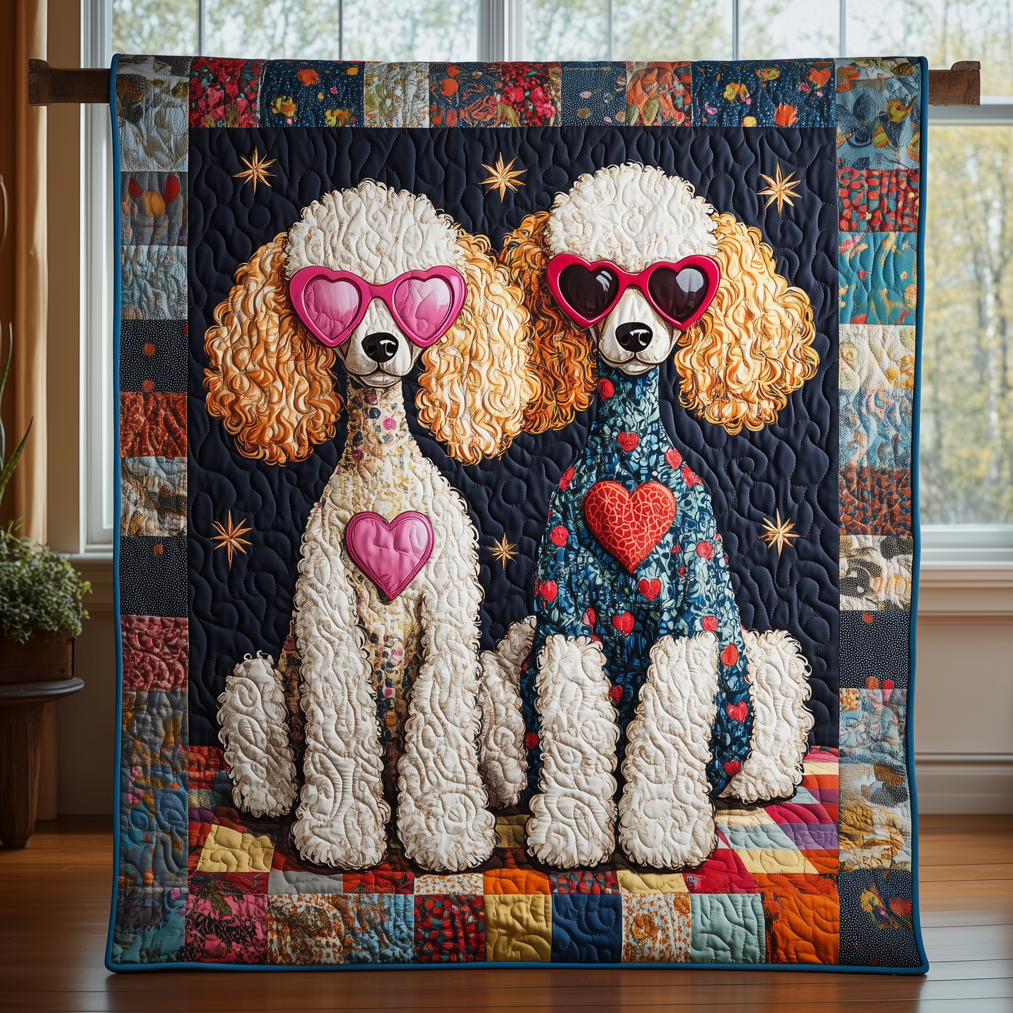 Poodle Quilted Blanket Feel the Bond of Home with Our Family-Friendly Blanket Poodle Quilted Blanket Feel the Bond of Home with Our Family-Friendly Blanket