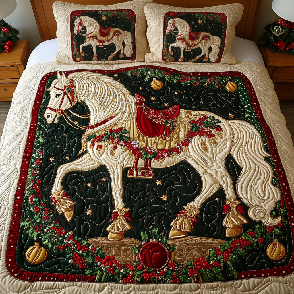 Prancing Noel Quilted Bedding Set Gift Ideas For Horse Lovers Prancing Noel Quilted Bedding Set Gift Ideas For Horse Lovers