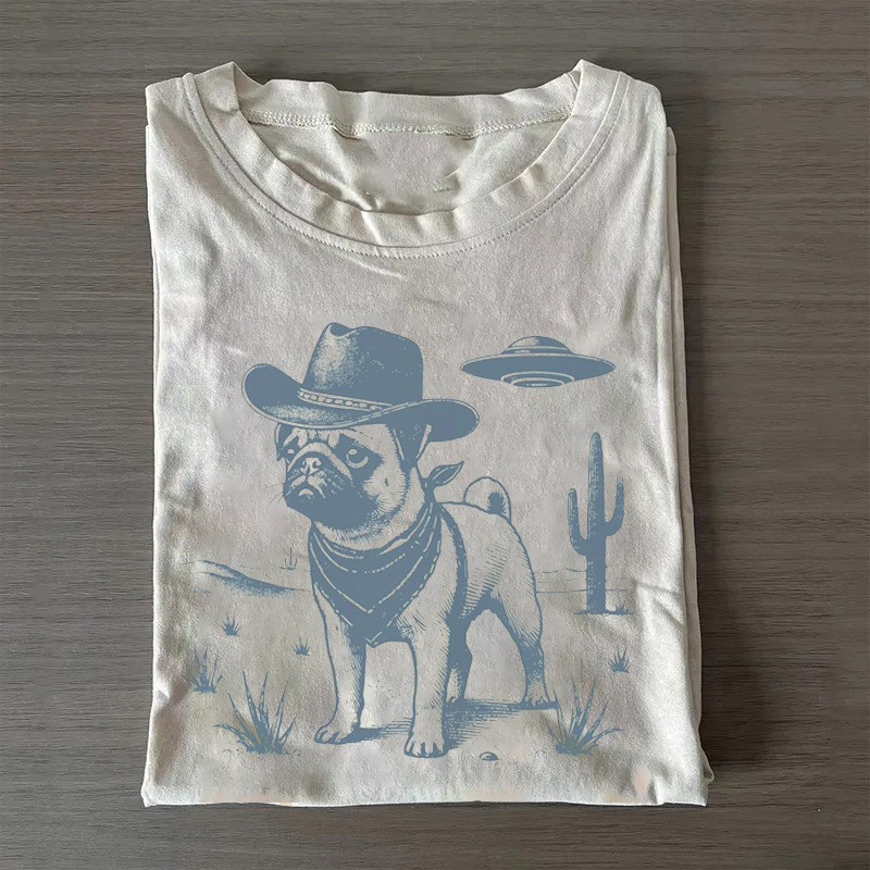 Pug Retro UFO Western T-Shirt Pug Lovers Funny Shirt Good Fathers Day Gifts Pug Retro UFO Western T-Shirt Pug Lovers Funny Shirt Good Fathers Day Gifts