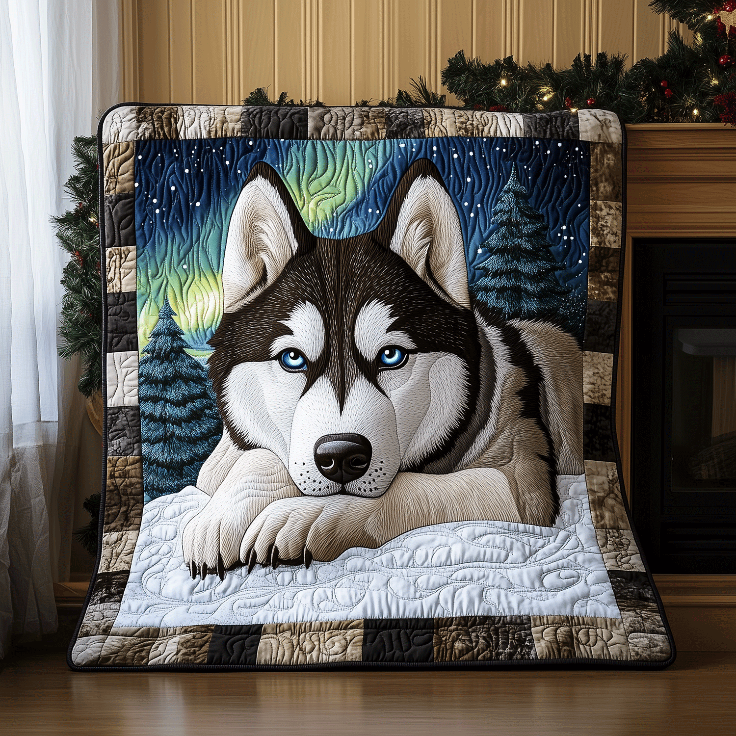 Pure Husky Serenity Quilted Blanket Husky Dog Christmas Decoration Pure Husky Serenity Quilted Blanket Husky Dog Christmas Decoration