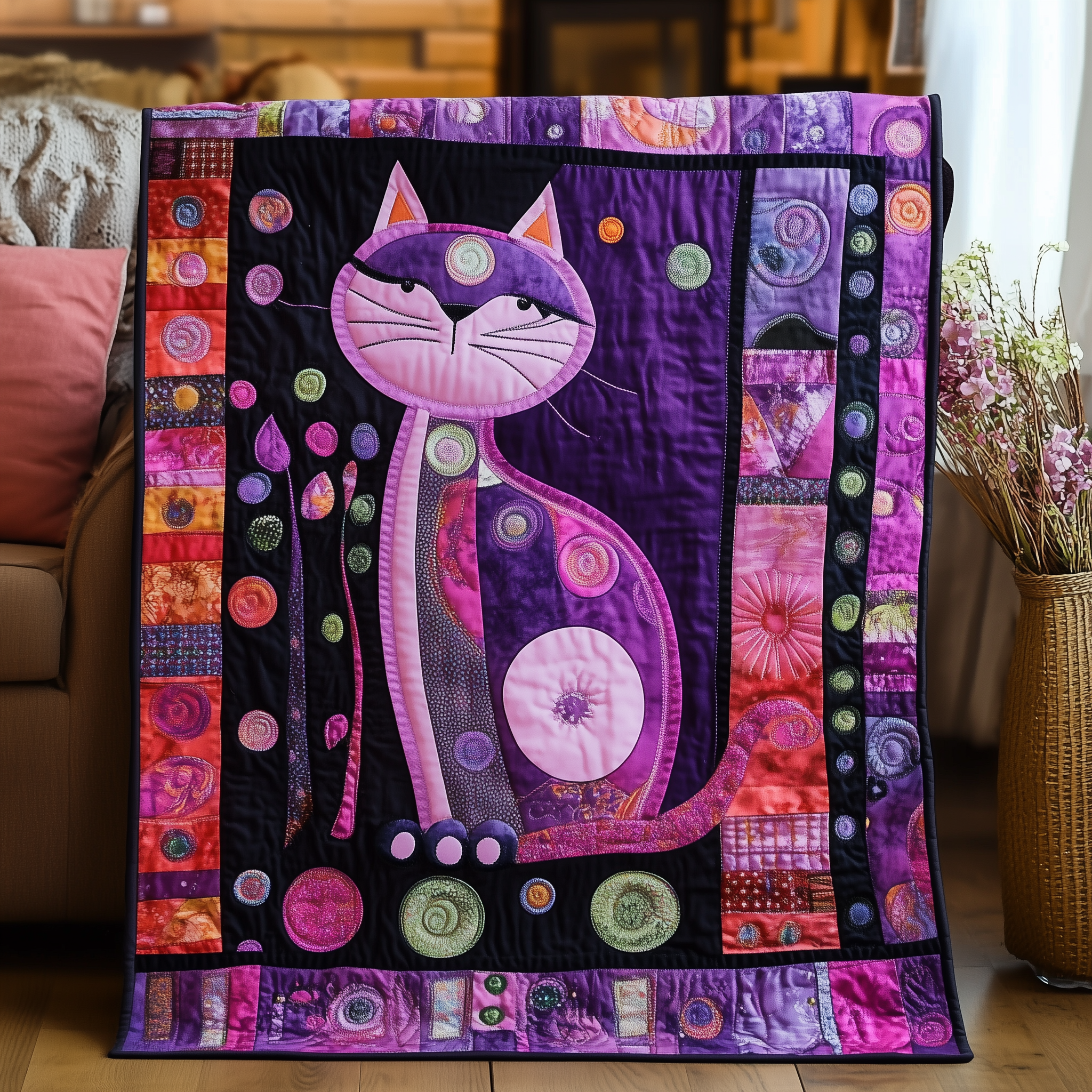 Purple Cat Quilted Blanket Snuggle Up with a Blanket That Brings Everyone Closer Purple Cat Quilted Blanket Snuggle Up with a Blanket That Brings Everyone Closer