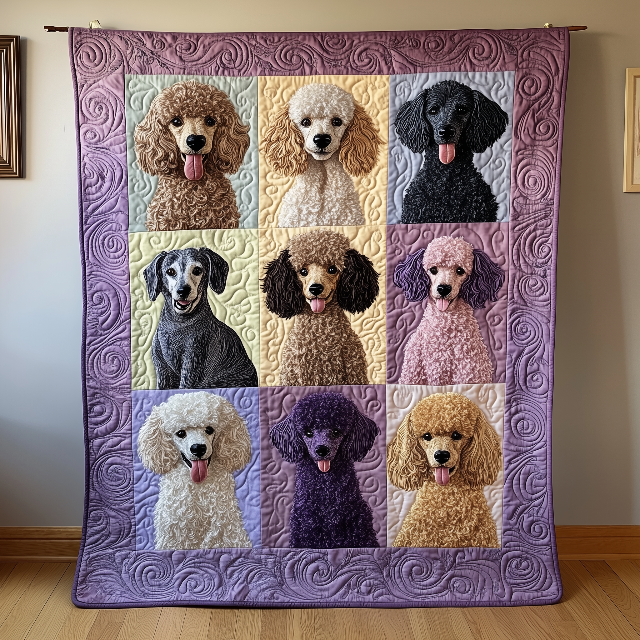 Purple Poodle Quilted Blanket Best Throw Blanket Best Christmas Present For Dog Purple Poodle Quilted Blanket Best Throw Blanket Best Christmas Present For Dog