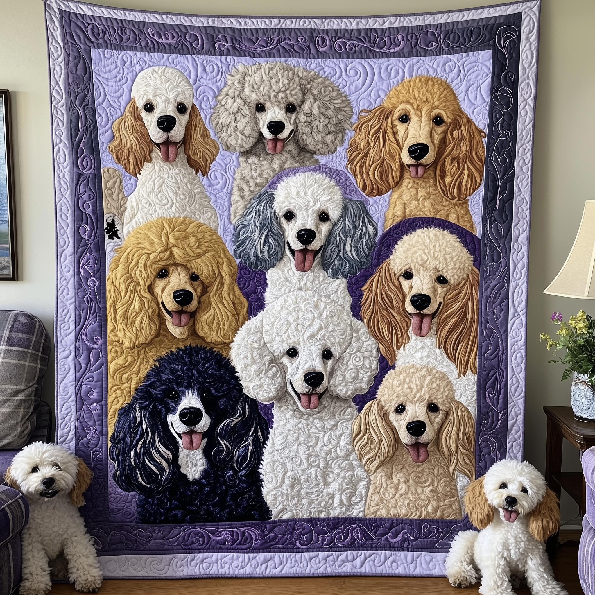 Purple Poodle Quilted Blanket Best Throw Blanket Great Dog Christmas Gifts Purple Poodle Quilted Blanket Best Throw Blanket Great Dog Christmas Gifts
