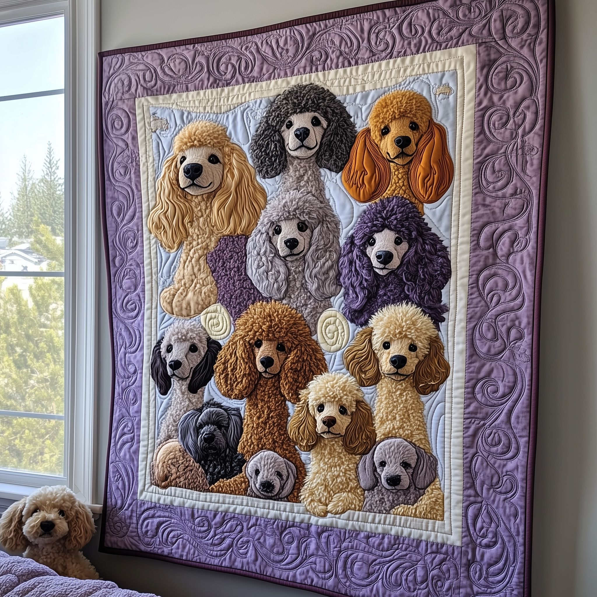 Purple Poodle Quilted Blanket Best Throw Blanket Unique Dog Gifts Purple Poodle Quilted Blanket Best Throw Blanket Unique Dog Gifts