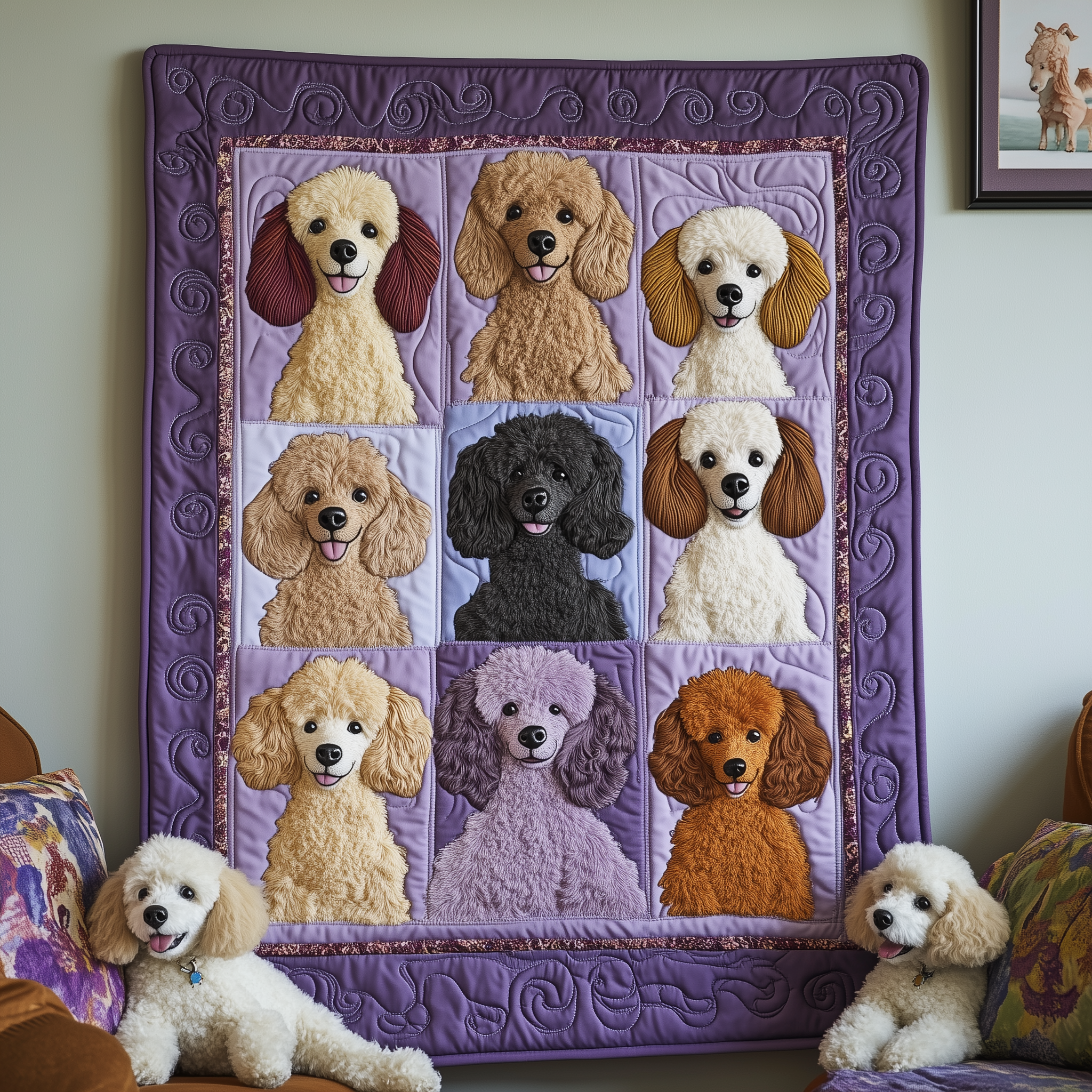 Purple Poodle Quilted Blanket Best Throw Blanket Unique Dog Presents Purple Poodle Quilted Blanket Best Throw Blanket Unique Dog Presents