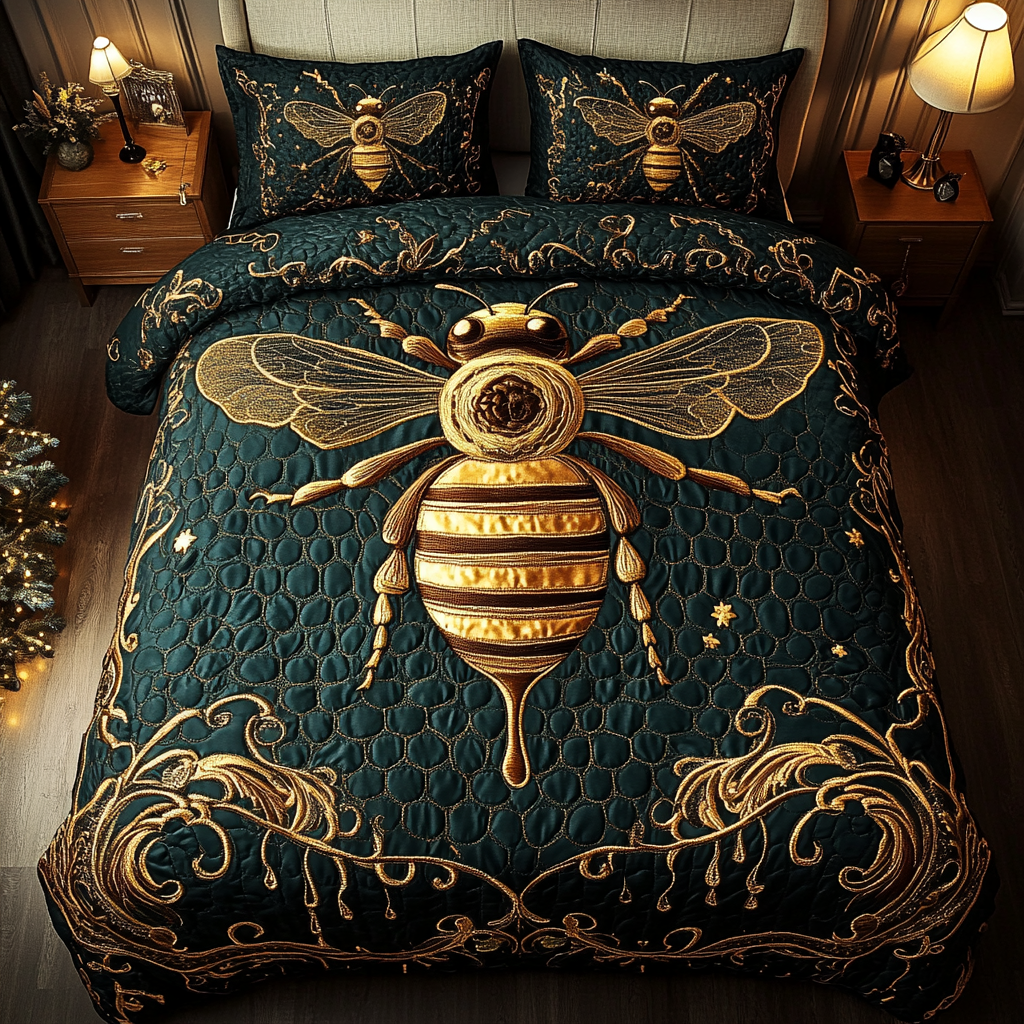 Queen Bee Glory Quilted Bedding Set Bee Merchandise Queen Bee Glory Quilted Bedding Set Bee Merchandise
