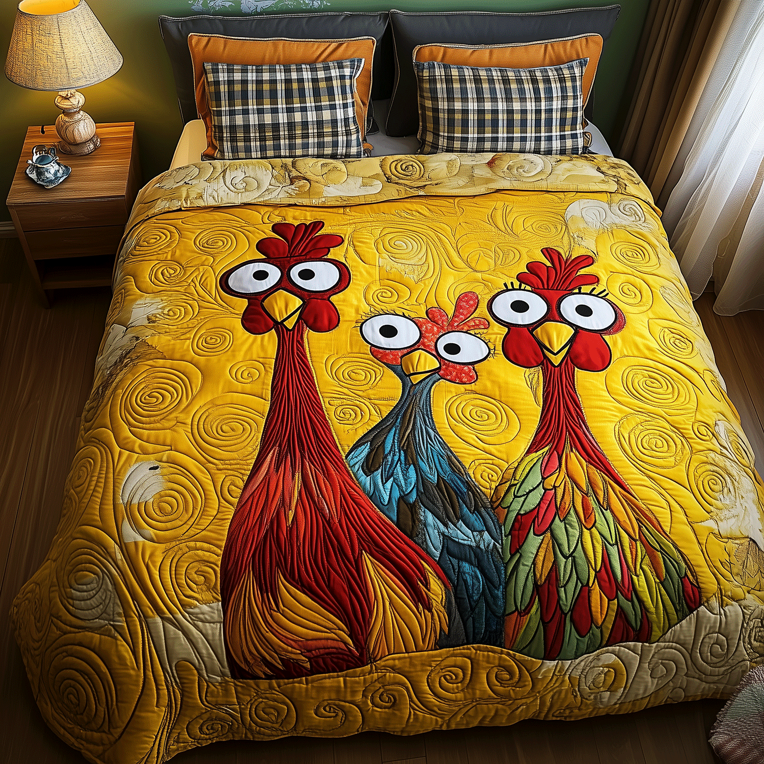 Quirky Chicken Quilted Bedding Set Presents For Flower Lovers Quirky Chicken Quilted Bedding Set Presents For Flower Lovers