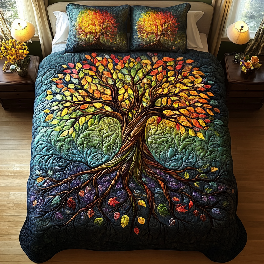 Radiant Arbor Quilted Bedding Set Family Christmas Gifts Radiant Arbor Quilted Bedding Set Family Christmas Gifts