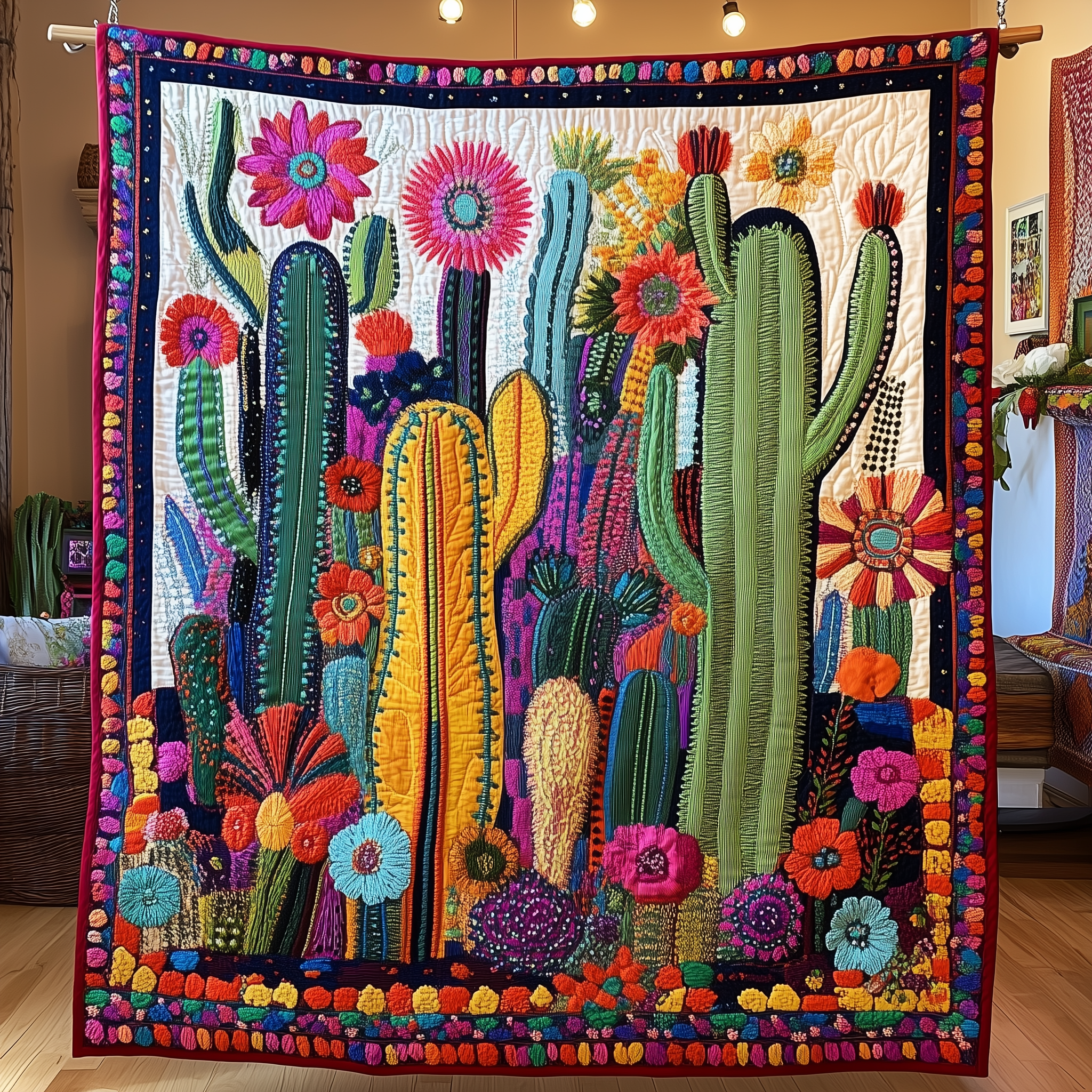 Radiant Blooms and Cacti Quilted Blanket Feel Like Royalty with a Blanket Fit for Kings Radiant Blooms and Cacti Quilted Blanket Feel Like Royalty with a Blanket Fit for Kings