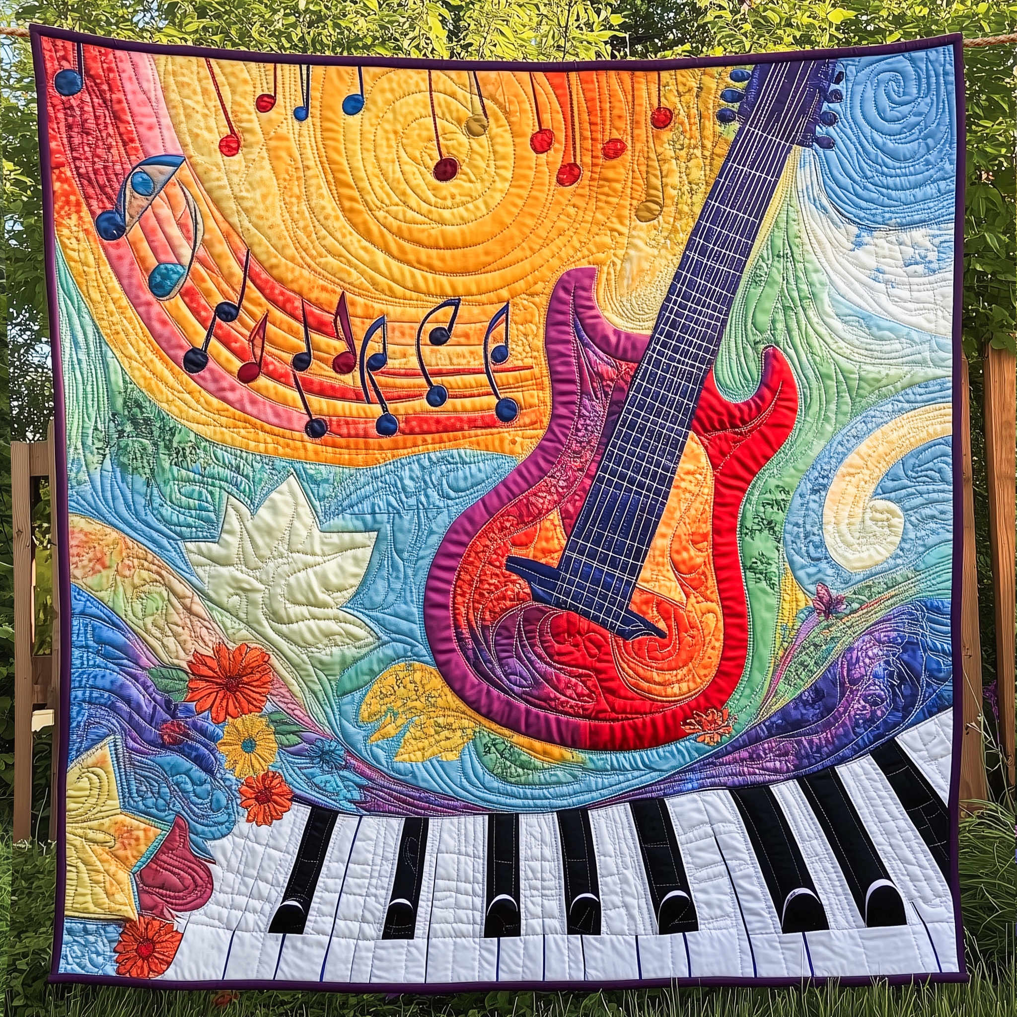 Radiant Guitar Sunshine Quilted Blanket Snuggle Up with a Blanket That Brings Everyone Closer Radiant Guitar Sunshine Quilted Blanket Snuggle Up with a Blanket That Brings Everyone Closer
