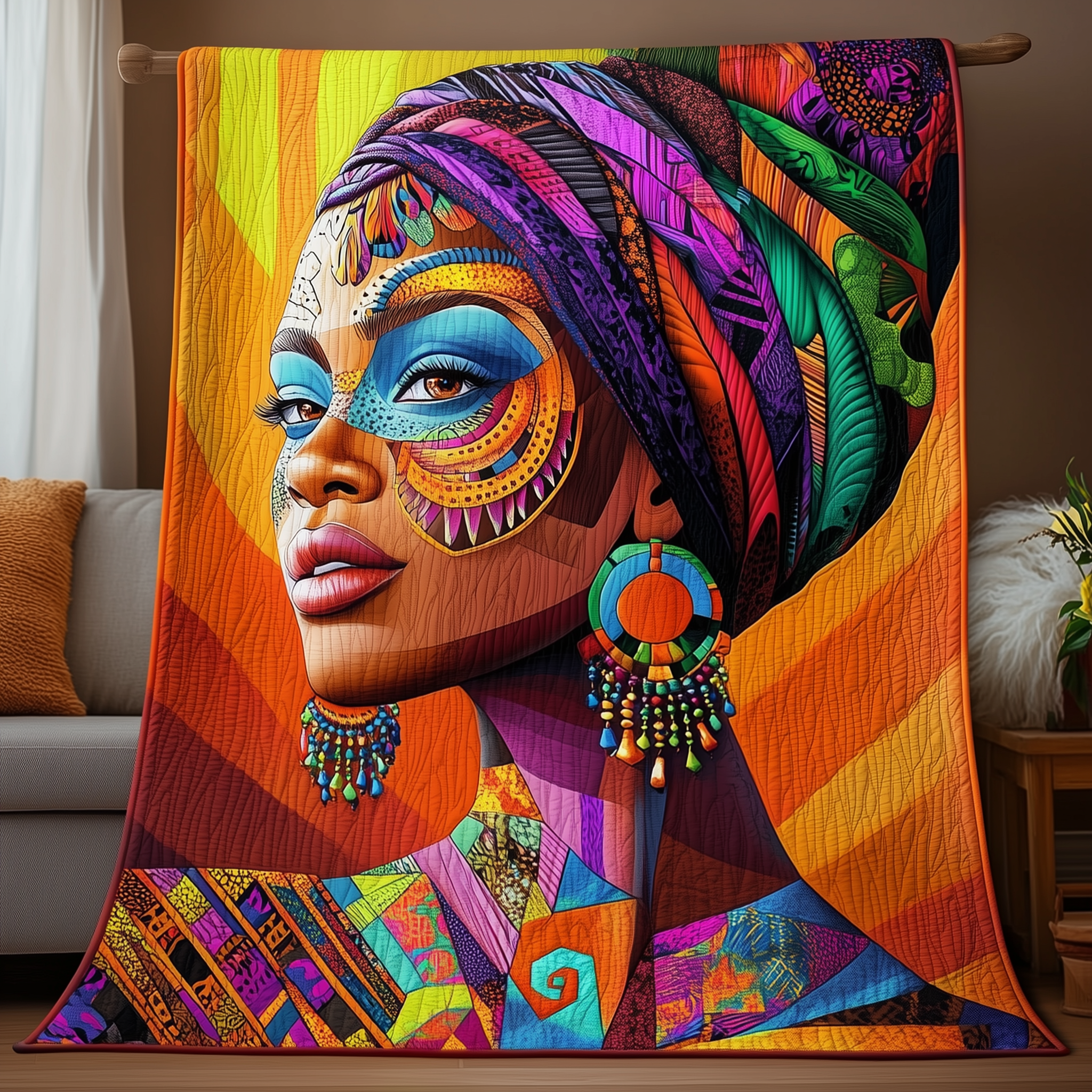 Radiant Melanin Queen Quilted Blanket Unique Throw Blanket Item Merch Mother's Day Gifts For Elderly Radiant Melanin Queen Quilted Blanket Unique Throw Blanket Item Merch Mother's Day Gifts For Elderly