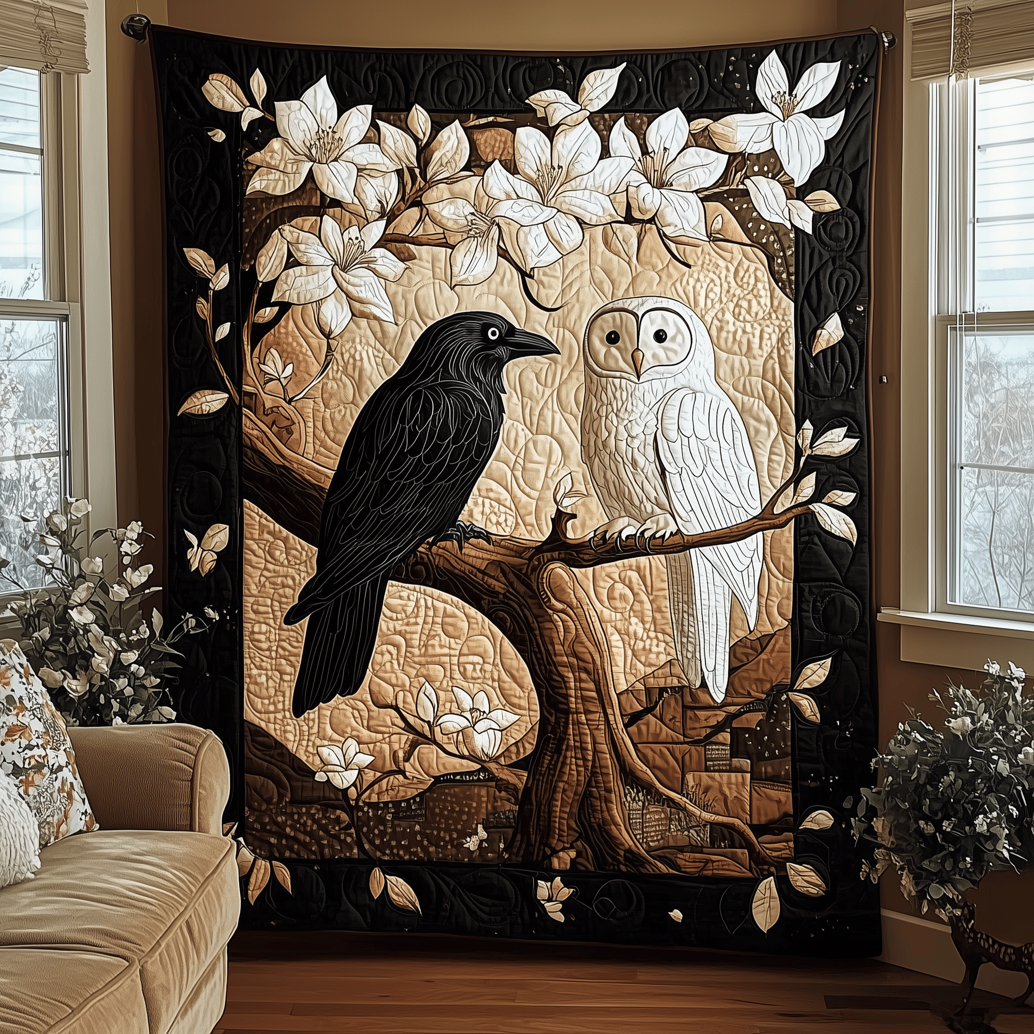 Raven and Owl Quilted Blanket Snuggle Up with a Blanket That Brings Everyone Closer Raven and Owl Quilted Blanket Snuggle Up with a Blanket That Brings Everyone Closer