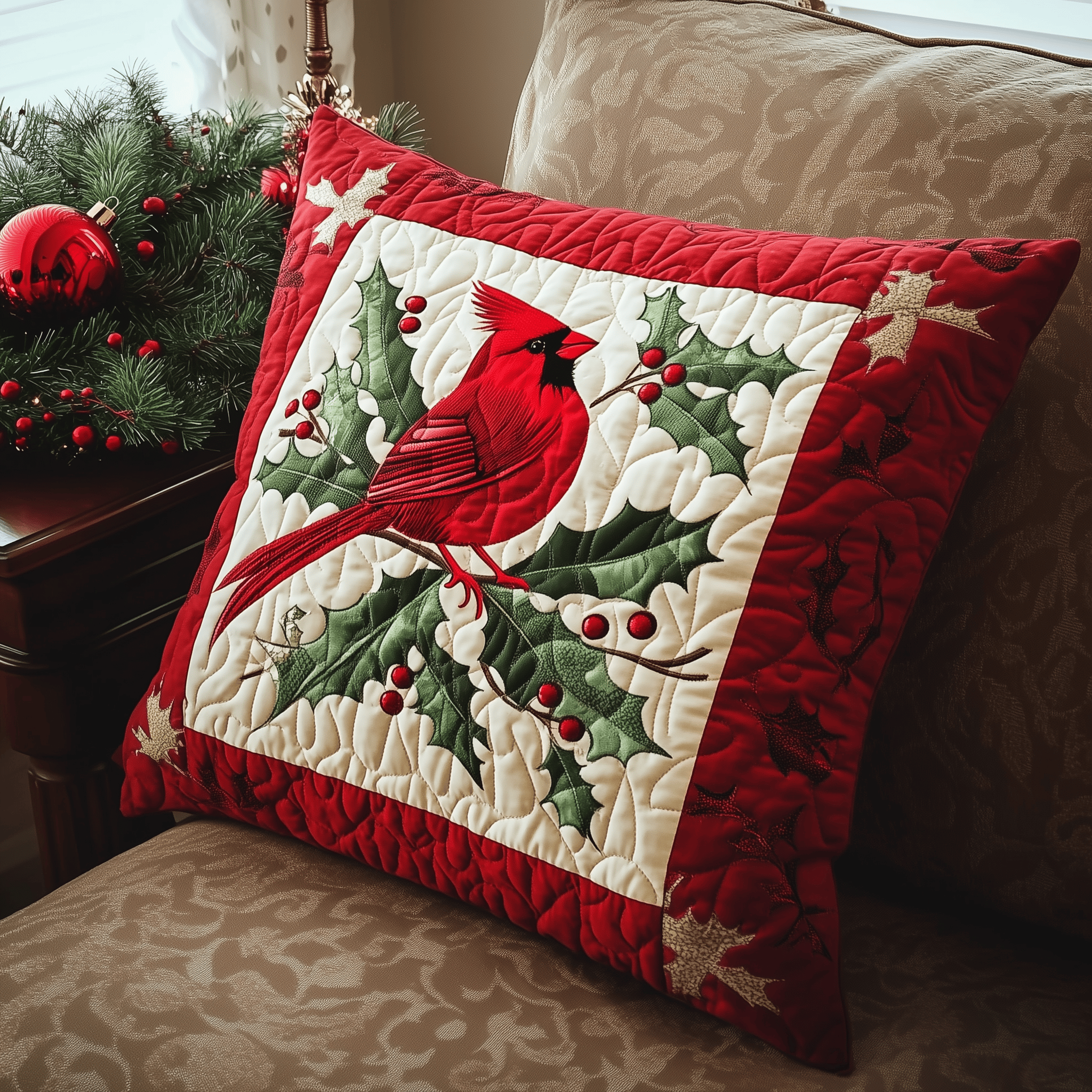 Red Cardinal Holiday Quilted Pillow Case Extend the Life of Your Pillows with Protective Pillow Cases Red Cardinal Holiday Quilted Pillow Case Extend the Life of Your Pillows with Protective Pillow Cases