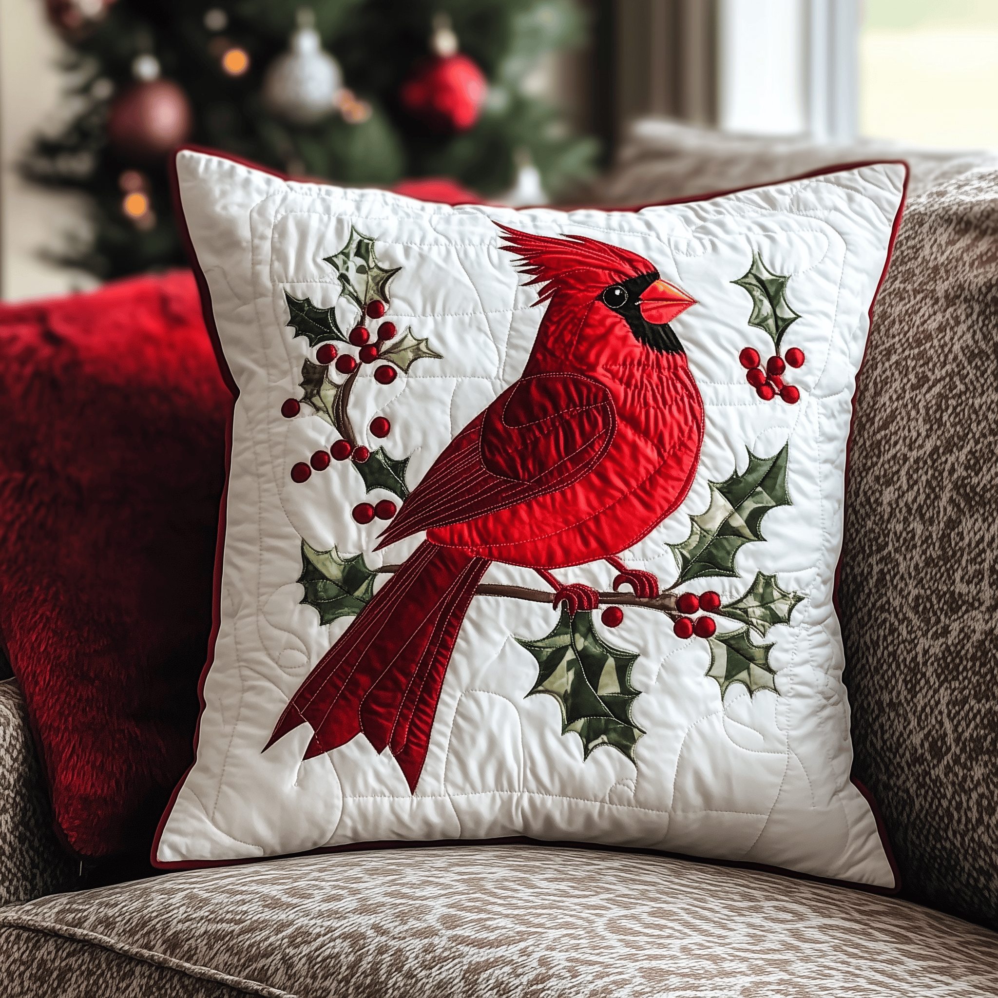 Red Cardinal Holiday Quilted Pillow Case Feel at Peace Every Night with a Cozy Pillow Case Red Cardinal Holiday Quilted Pillow Case Feel at Peace Every Night with a Cozy Pillow Case