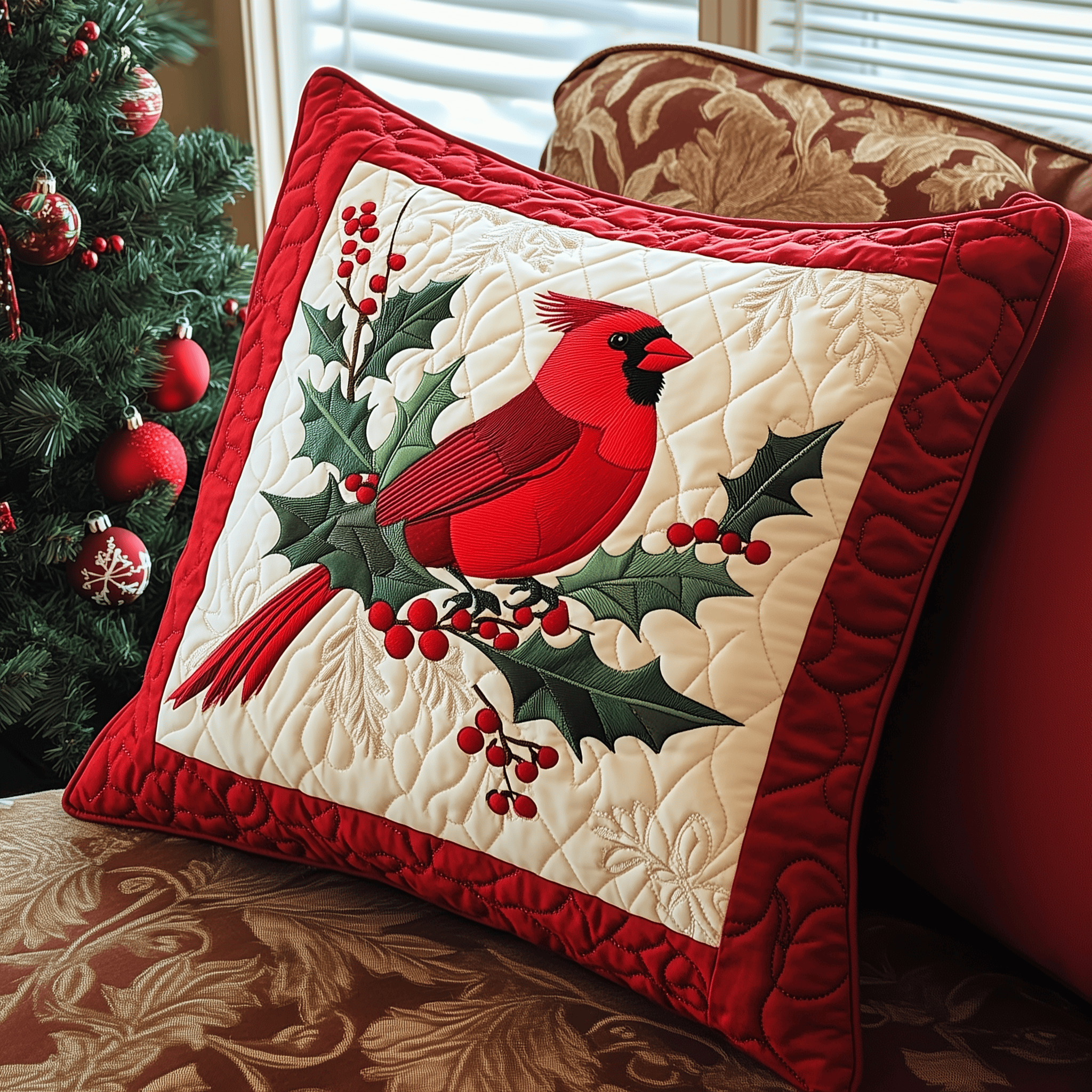 Red Cardinal Holiday Quilted Pillow Case Hurry! Experience Comfort Before It's Gone Red Cardinal Holiday Quilted Pillow Case Hurry! Experience Comfort Before It's Gone