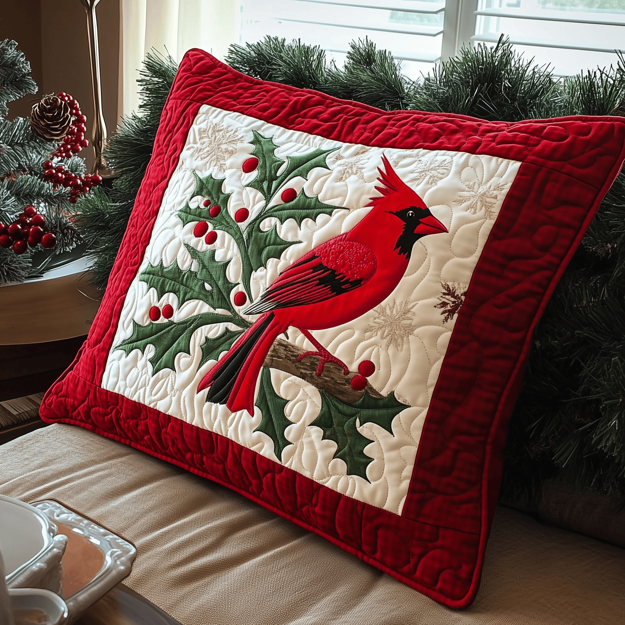Red Cardinal Holiday Quilted Pillow Case Protect Your Pillow Enhance Your Sleep Red Cardinal Holiday Quilted Pillow Case Protect Your Pillow Enhance Your Sleep