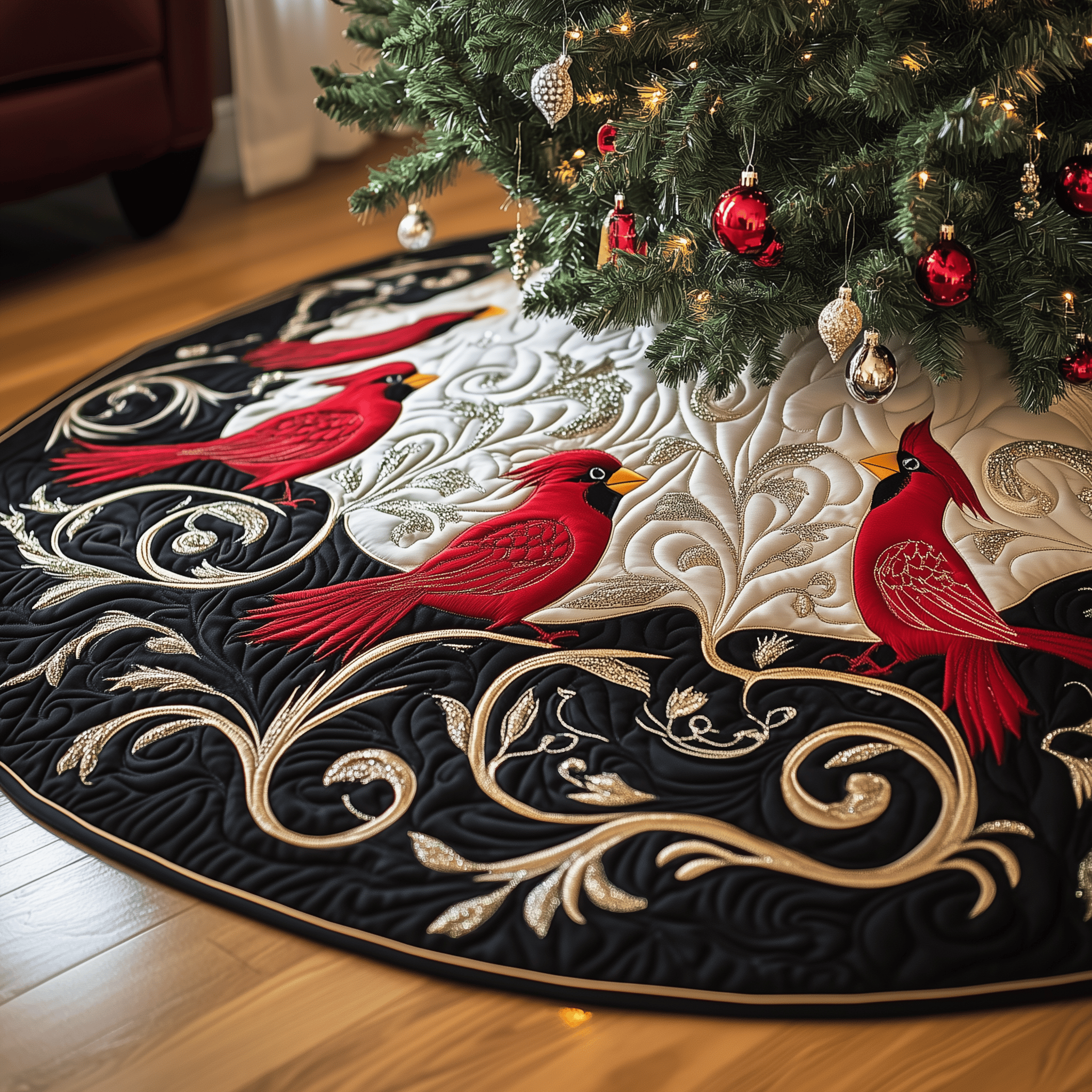 Red Cardinal Quilted Tree Skirt Add Heart to Your Holidays with a Durable Tree Skirt Red Cardinal Quilted Tree Skirt Add Heart to Your Holidays with a Durable Tree Skirt