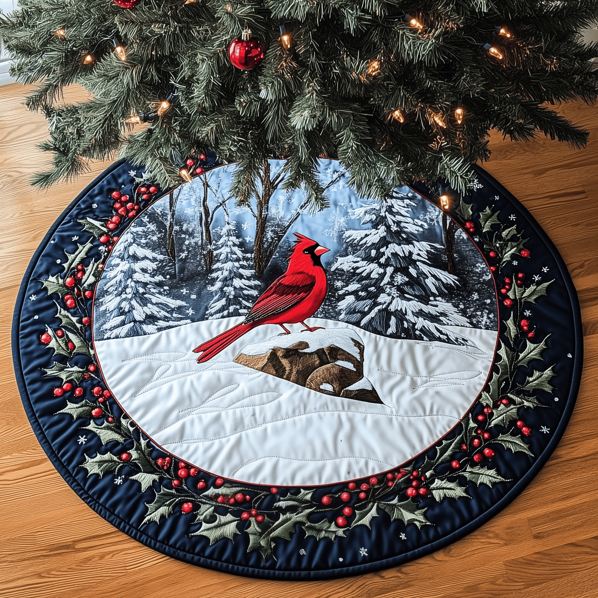 Red Cardinal Quilted Tree Skirt Add Magic to Your Holidays with Safe Tree Decor Red Cardinal Quilted Tree Skirt Add Magic to Your Holidays with Safe Tree Decor