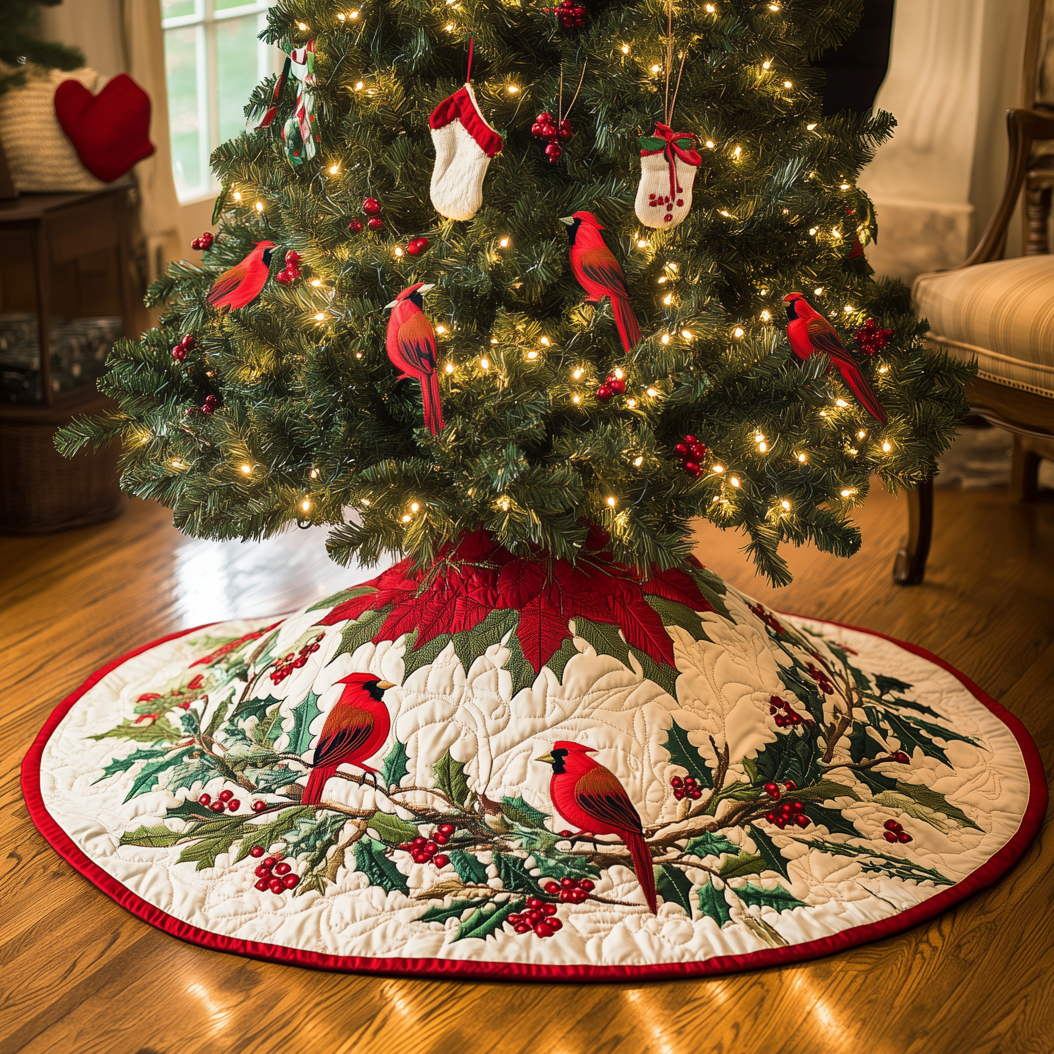 Red Cardinal Quilted Tree Skirt Celebrate Life's Little Moments with a Perfect Tree Skirt Red Cardinal Quilted Tree Skirt Celebrate Life's Little Moments with a Perfect Tree Skirt