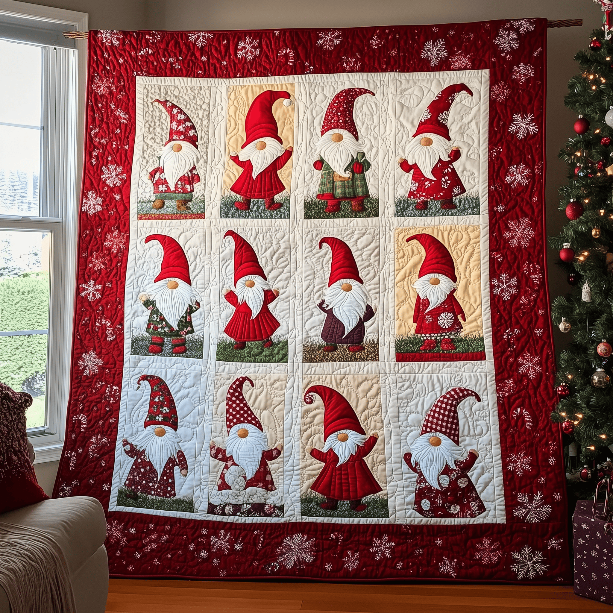 Red Christmas Gnomes Quilted Blanket Bring the Family Together with a Blanket Everyone Loves Red Christmas Gnomes Quilted Blanket Bring the Family Together with a Blanket Everyone Loves