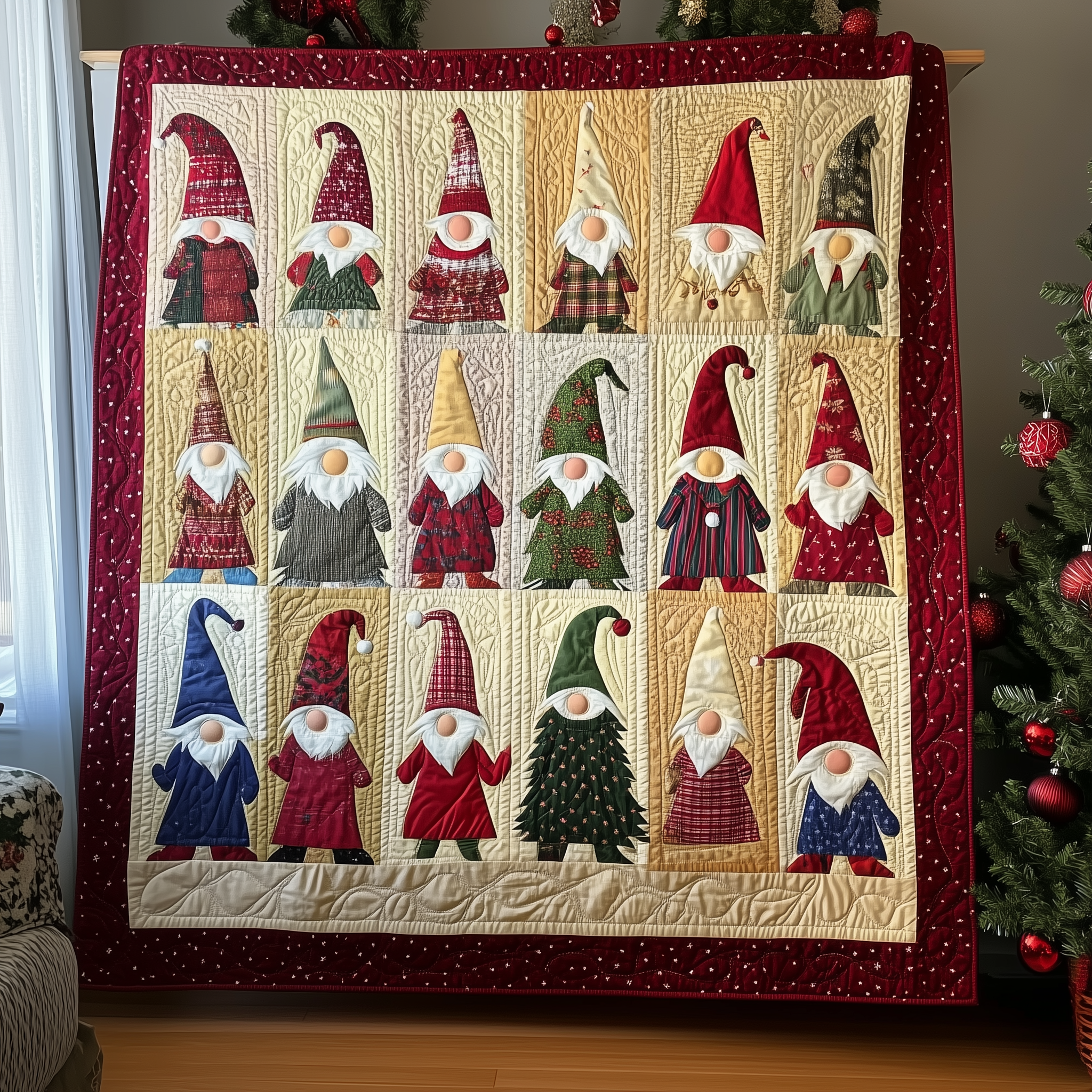 Red Christmas Gnomes Quilted Blanket Feel the Joy of Togetherness with Our Cozy Blanket Red Christmas Gnomes Quilted Blanket Feel the Joy of Togetherness with Our Cozy Blanket