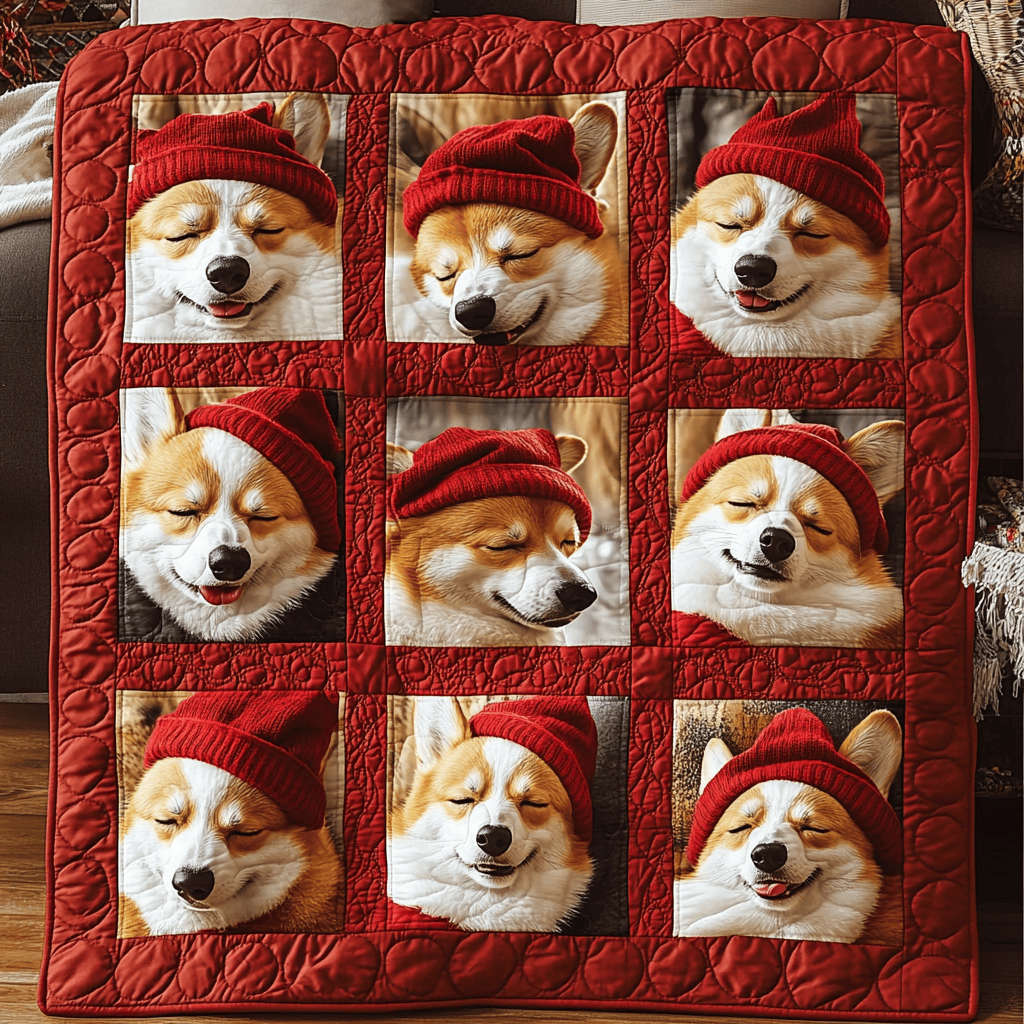 Red Hat Baby Corgi Quilted Blanket Feel the Joy of Togetherness with Our Cozy Blanket Red Hat Baby Corgi Quilted Blanket Feel the Joy of Togetherness with Our Cozy Blanket