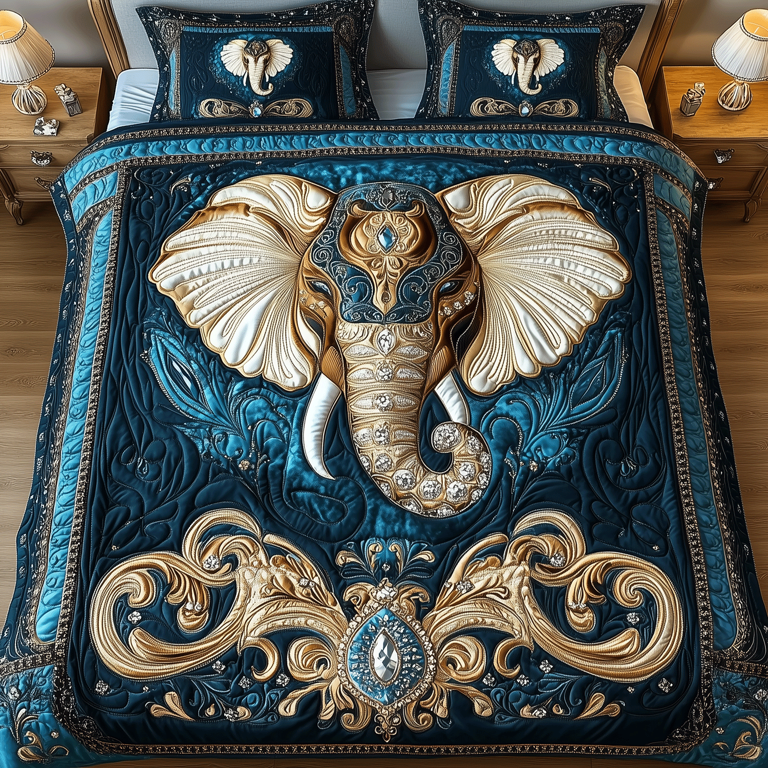 Regal Elephant Bliss Quilted Bedding Set Elephant Themed Gifts Regal Elephant Bliss Quilted Bedding Set Elephant Themed Gifts