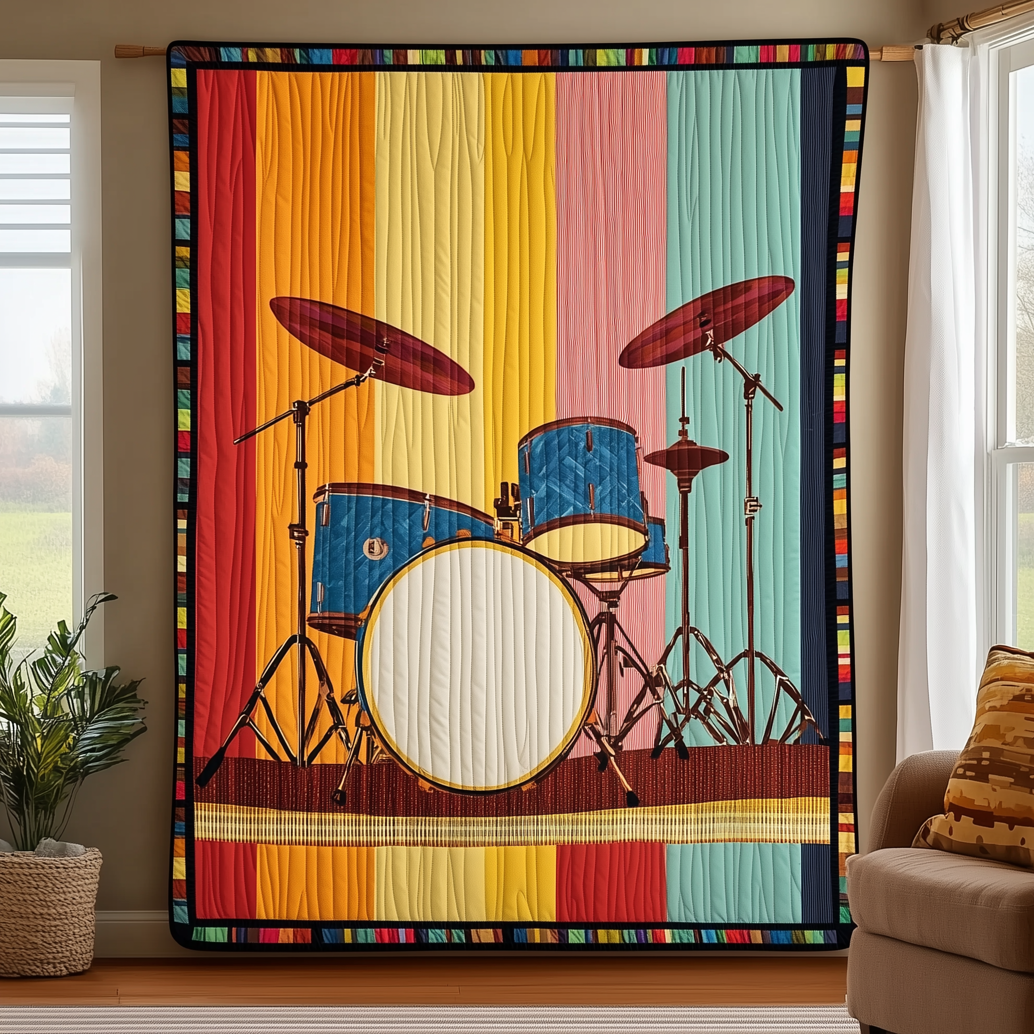 Retro Drum Quilted Blanket Feel the Bond of Home with Our Family-Friendly Blanket Retro Drum Quilted Blanket Feel the Bond of Home with Our Family-Friendly Blanket