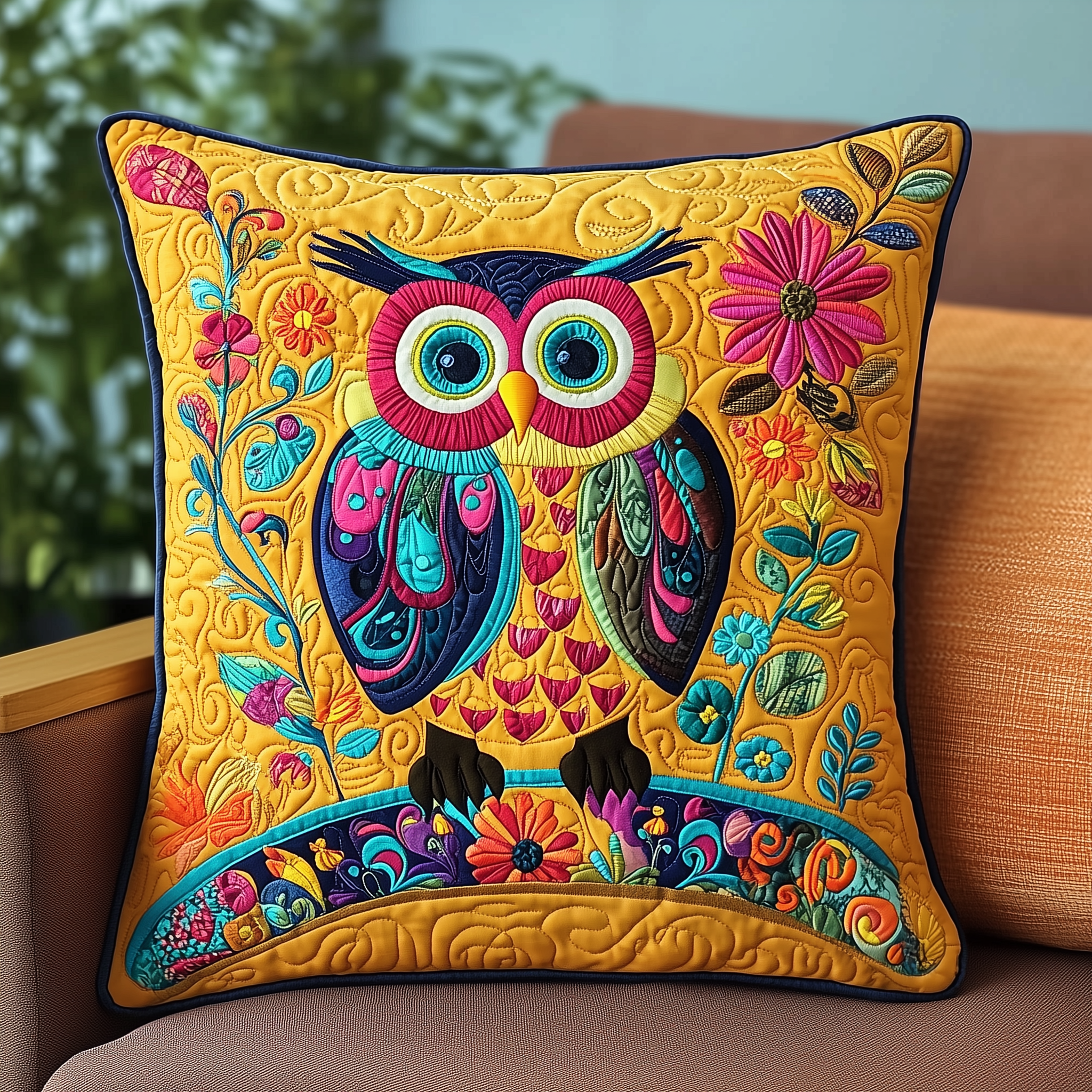 Retro Owl Quilted Pillow Case Feel Special with Pillow Cases Made Just for You Retro Owl Quilted Pillow Case Feel Special with Pillow Cases Made Just for You