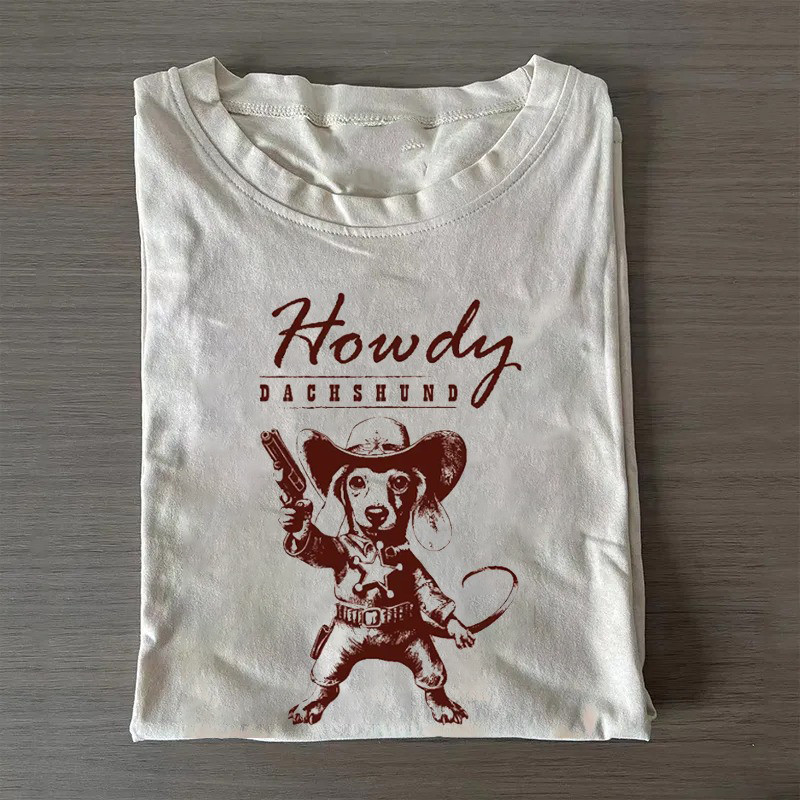 Retro Western Dachshund T-Shirt Howdy Dachshund Shirt Good Fathers Day Gifts Retro Western Dachshund T-Shirt Howdy Dachshund Shirt Good Fathers Day Gifts