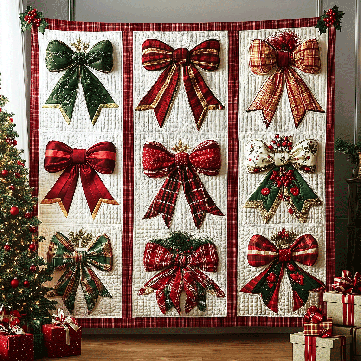 Ribbon Bliss Quilted Blanket Christmas Gift For Son Ribbon Bliss Quilted Blanket Christmas Gift For Son