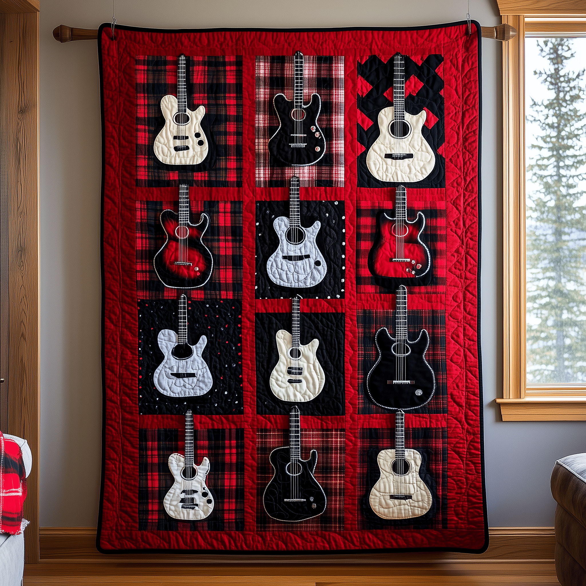 Rock N Roll Guitar Plaid Quilted Blanket Feel Comfortable Indoors and Out with Our Multi-Use Blanket Rock N Roll Guitar Plaid Quilted Blanket Feel Comfortable Indoors and Out with Our Multi-Use Blanket