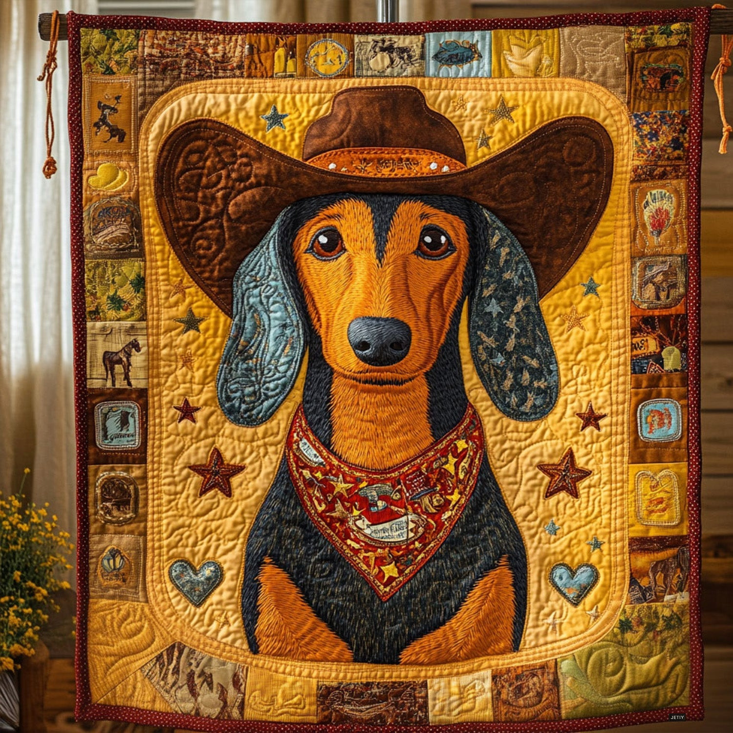 Rodeo Dog Delight Quilted Blanket Cowboy Related Gifts Rodeo Dog Delight Quilted Blanket Cowboy Related Gifts