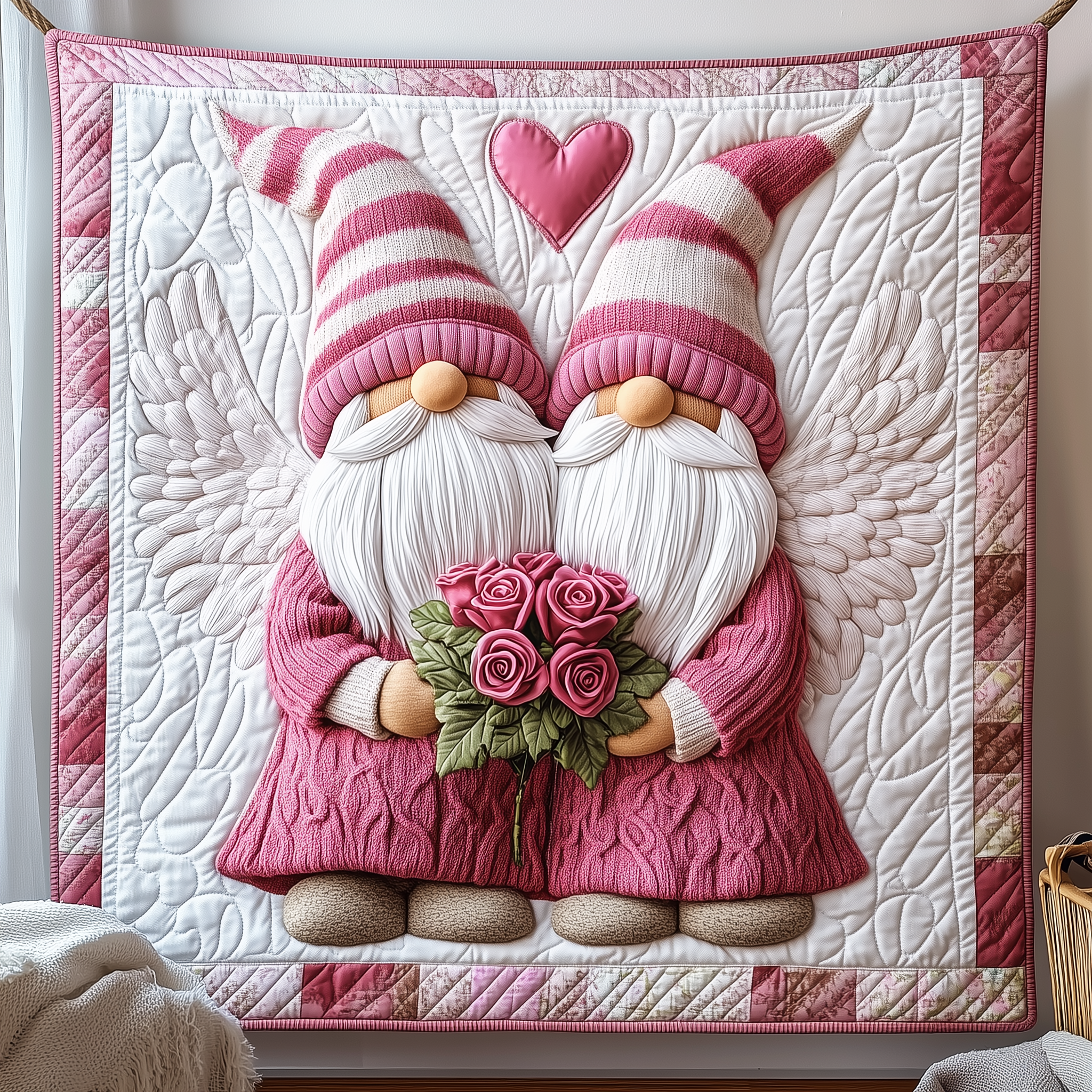 Romantic Gnomes Couple Quilted Blanket Best Throw Blanket Last Minute Valentine'S Day Gifts Romantic Gnomes Couple Quilted Blanket Best Throw Blanket Last Minute Valentine'S Day Gifts