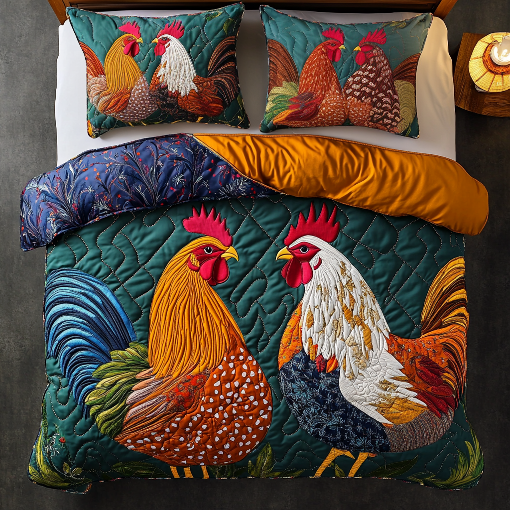 Rooster Pride Quilted Bedding Set Chicken Related Gifts Rooster Pride Quilted Bedding Set Chicken Related Gifts