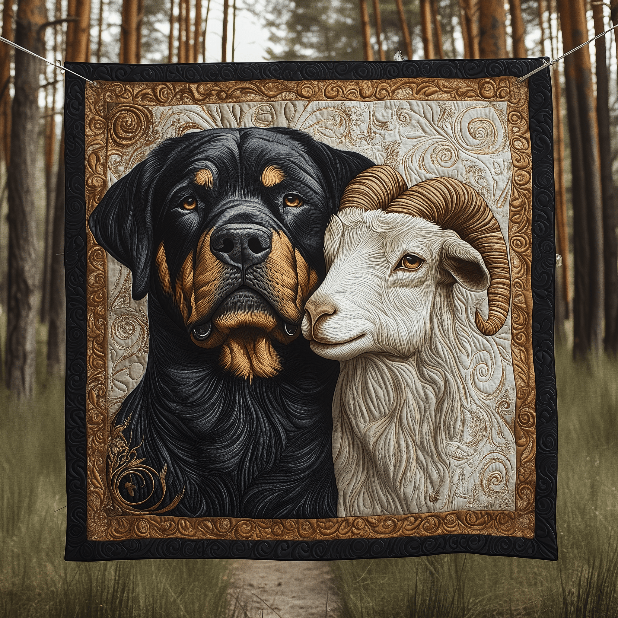 Rottweiler and Billygoat Quilted Blanket Feel the Versatility of a Blanket That Adapts to You Rottweiler and Billygoat Quilted Blanket Feel the Versatility of a Blanket That Adapts to You