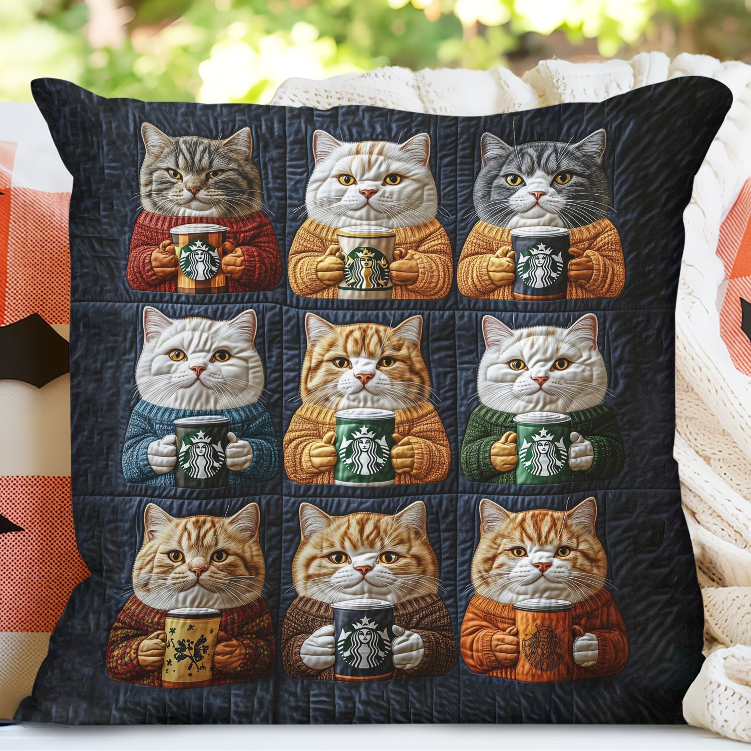Royal Cats Drinking Coffee Quilted Pillow Case Protect Your Pillows with a Stylish and Durable Case Royal Cats Drinking Coffee Quilted Pillow Case Protect Your Pillows with a Stylish and Durable Case