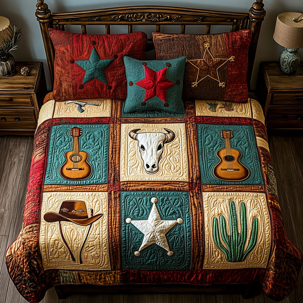 Rustic Stars Quilted Bedding Set Gifts For Cow Lovers Rustic Stars Quilted Bedding Set Gifts For Cow Lovers