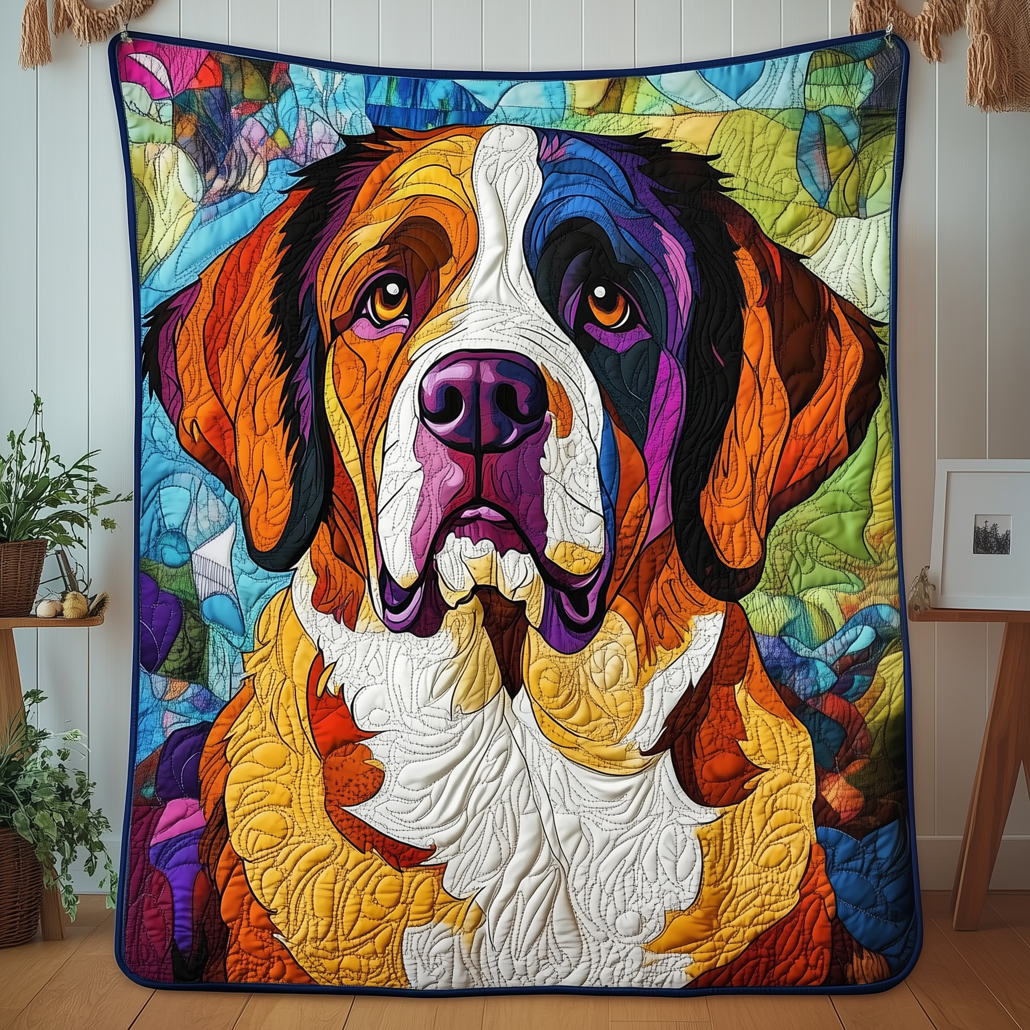 Saint Bernard Quilted Blanket Cute Unique Blanket Item Merch Best Presents For Dog Owners Saint Bernard Quilted Blanket Cute Unique Blanket Item Merch Best Presents For Dog Owners