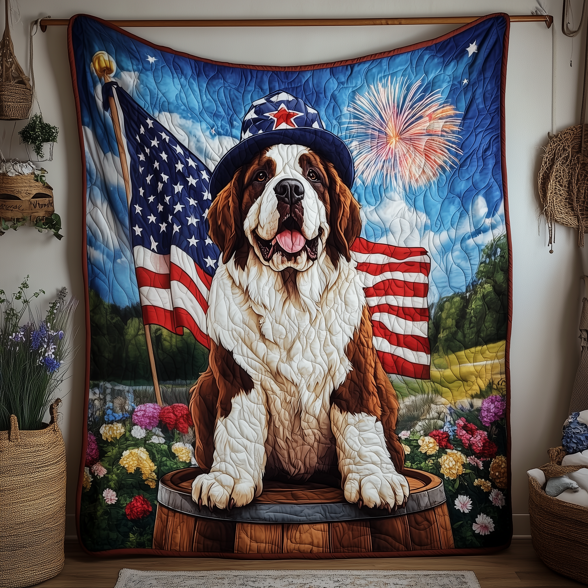 Saint Bernard Quilted Blanket Cute Unique Blanket Item Merch Cool Gifts For Dog Lovers Saint Bernard Quilted Blanket Cute Unique Blanket Item Merch Cool Gifts For Dog Lovers