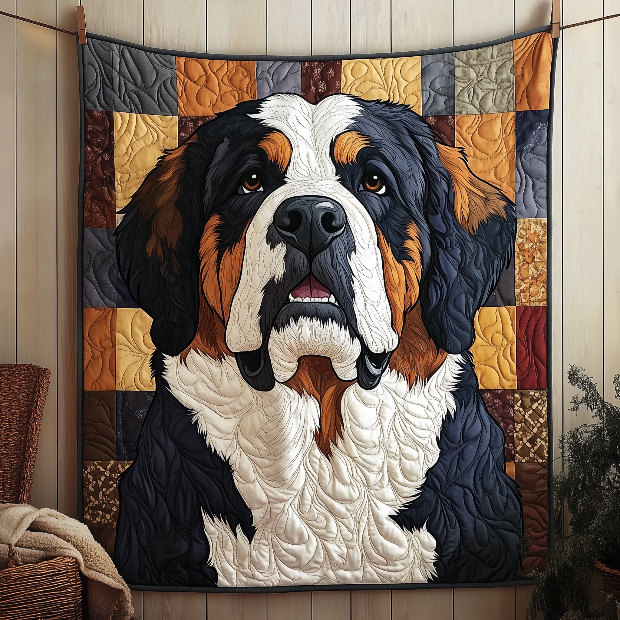 Saint Bernard Quilted Blanket Cute Unique Blanket Item Merch Good Gifts For Dog Owners Saint Bernard Quilted Blanket Cute Unique Blanket Item Merch Good Gifts For Dog Owners
