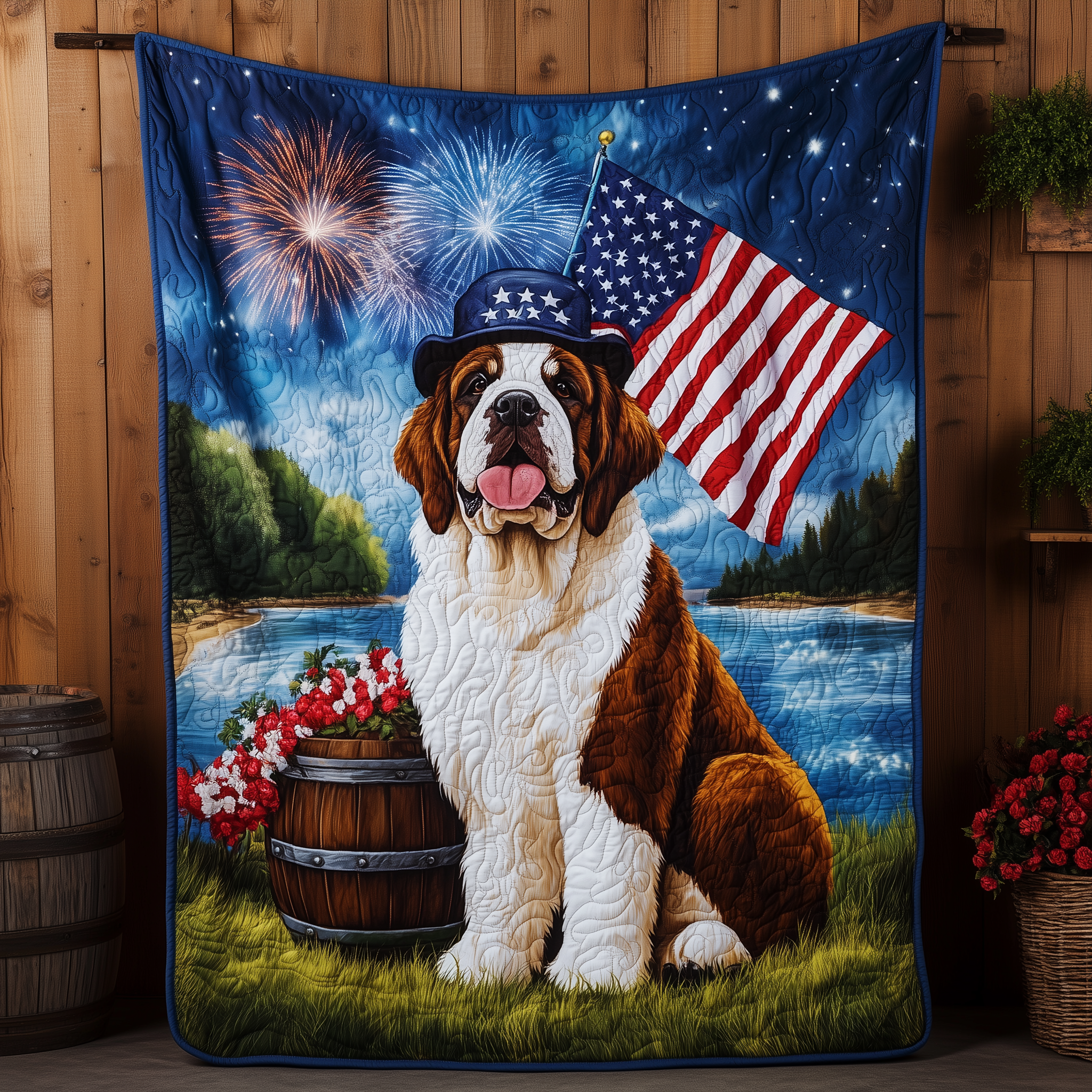 Saint Bernard Quilted Blanket Cute Unique Blanket Item Merch Perfect Gift For Dog Lovers Saint Bernard Quilted Blanket Cute Unique Blanket Item Merch Perfect Gift For Dog Lovers