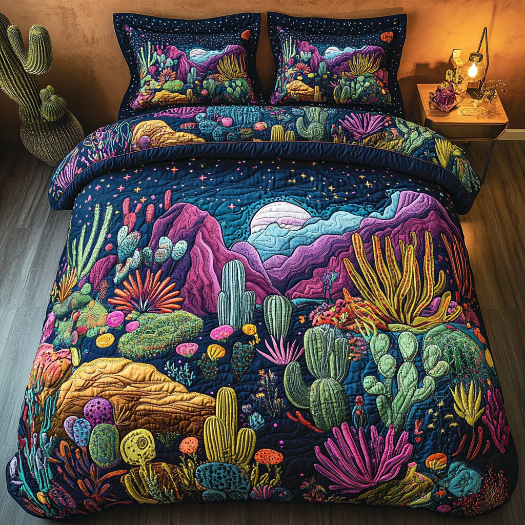 Sandy Horizons Quilted Bedding Set Cactus Themed Gifts Sandy Horizons Quilted Bedding Set Cactus Themed Gifts