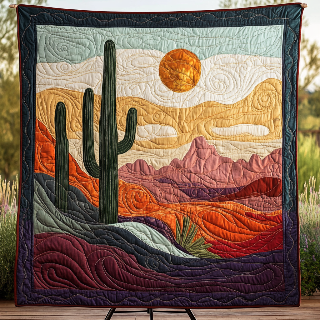 Sandy Serenity Quilted Blanket Cute Cactus Gifts Sandy Serenity Quilted Blanket Cute Cactus Gifts
