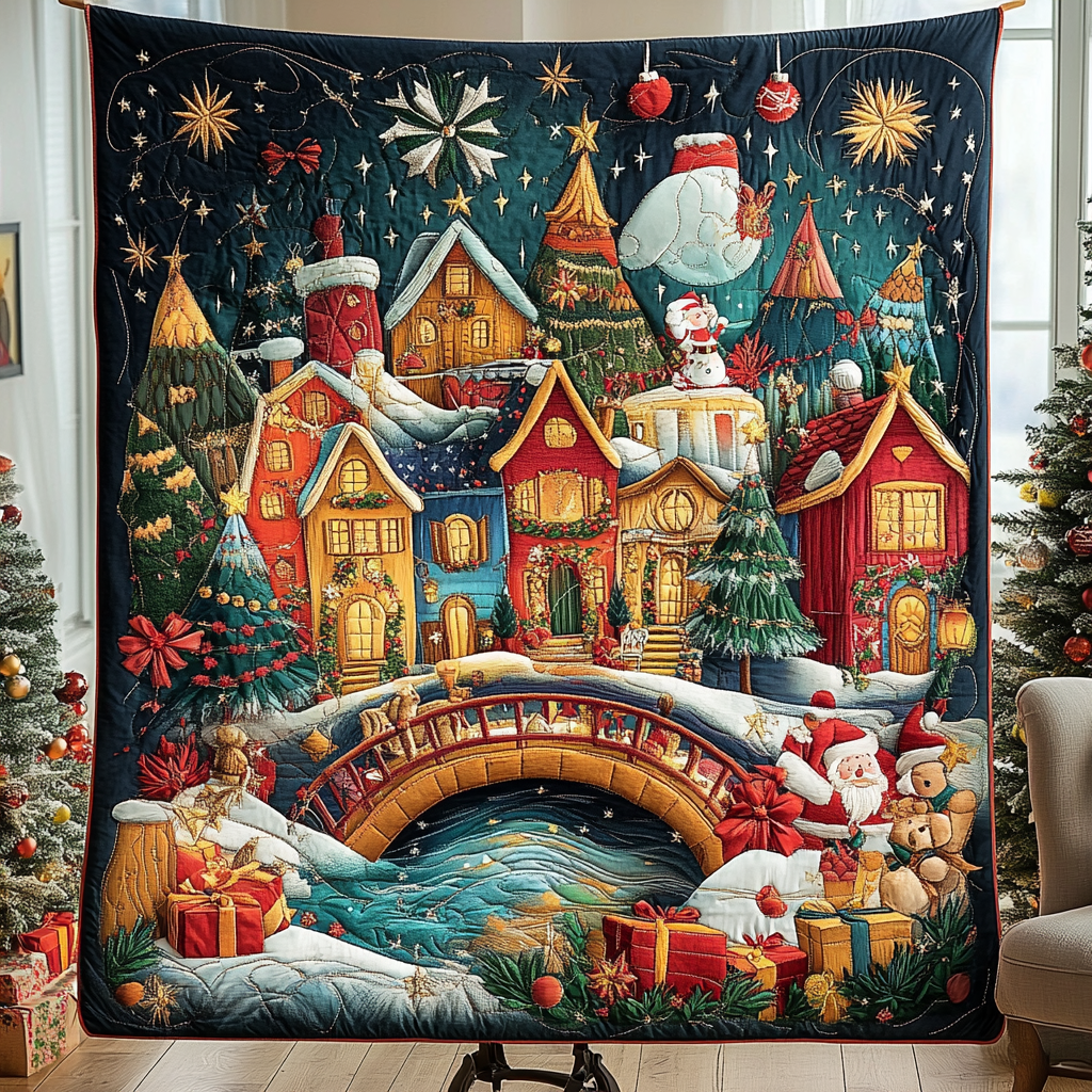 Santa Town Quilted Blanket Best Christmas Gifts For Women Santa Town Quilted Blanket Best Christmas Gifts For Women