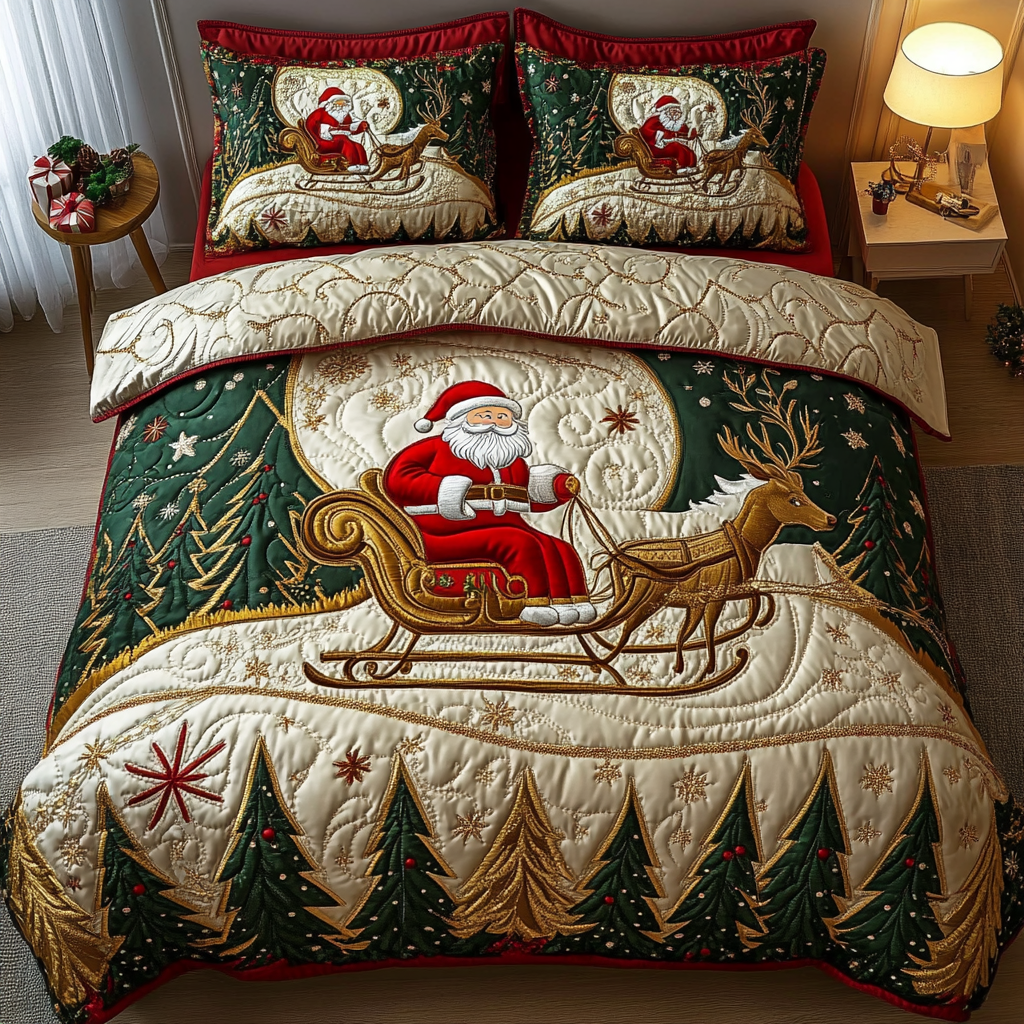 Santa Wonderland Quilted Bedding Set Secret Santa Gifts For Her Santa Wonderland Quilted Bedding Set Secret Santa Gifts For Her