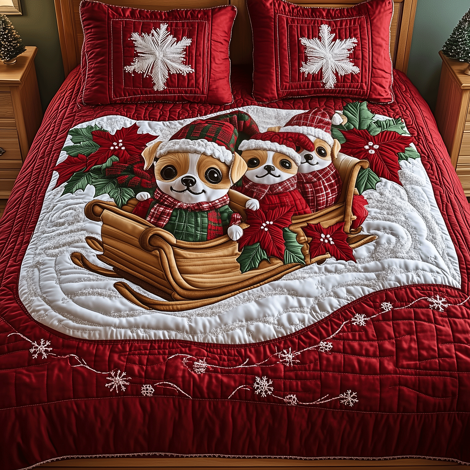 Santas Little Chis Quilted Bedding Set Chihuahua Themed Gifts Santas Little Chis Quilted Bedding Set Chihuahua Themed Gifts