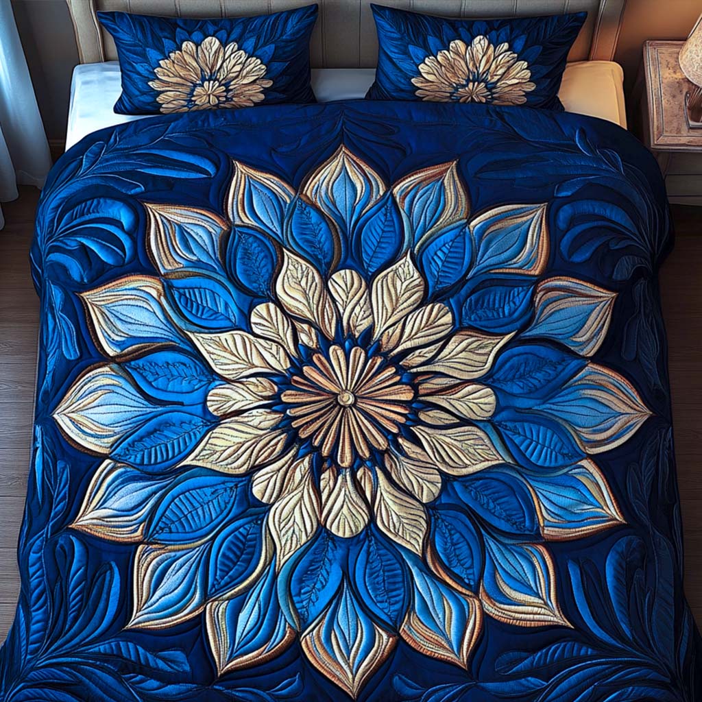 Sapphire Glow Quilted Bedding Set Best Gifts For Flower Lovers Sapphire Glow Quilted Bedding Set Best Gifts For Flower Lovers